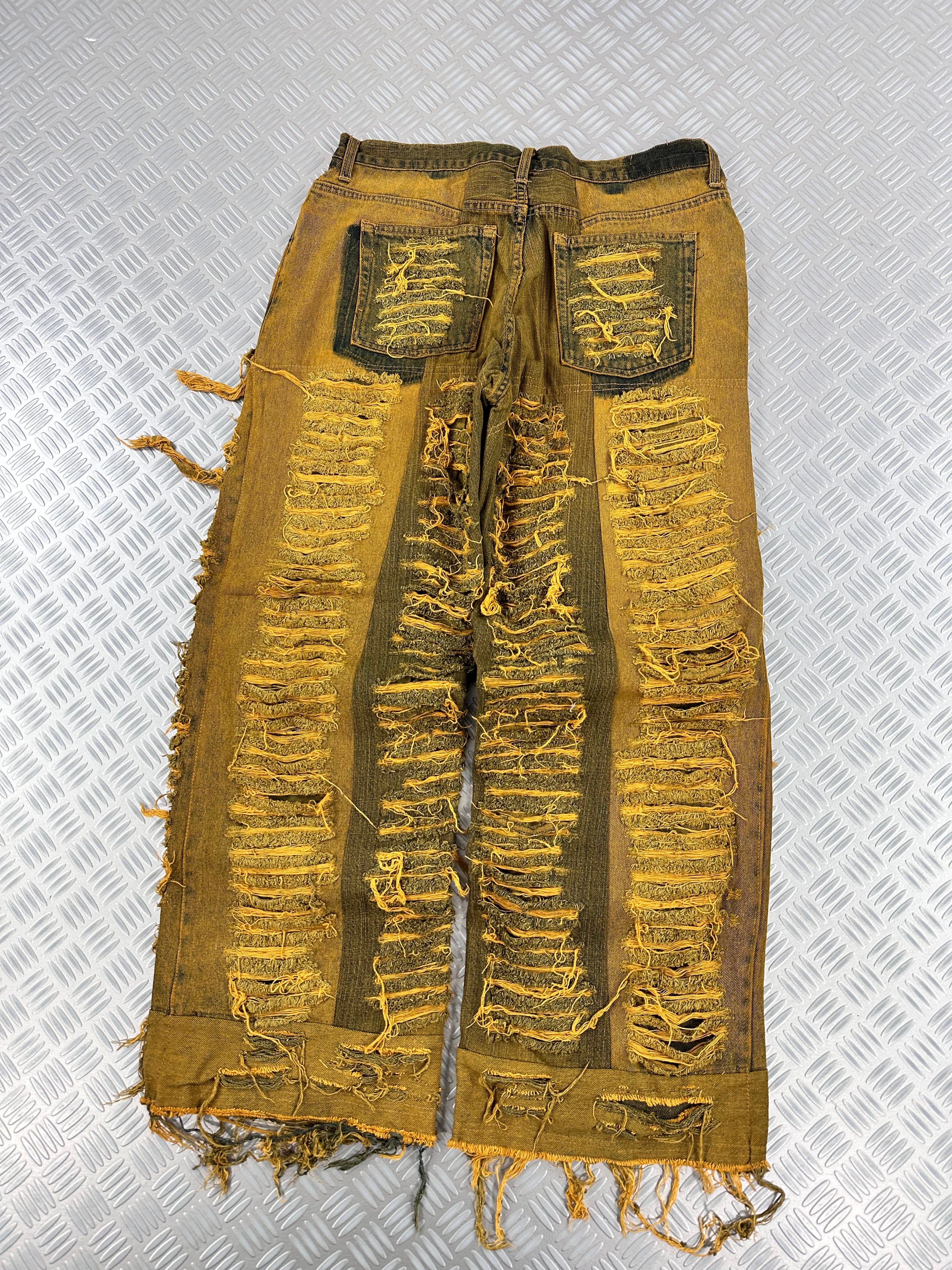 Disstresed baggy jeans handmade patchwork upcycled