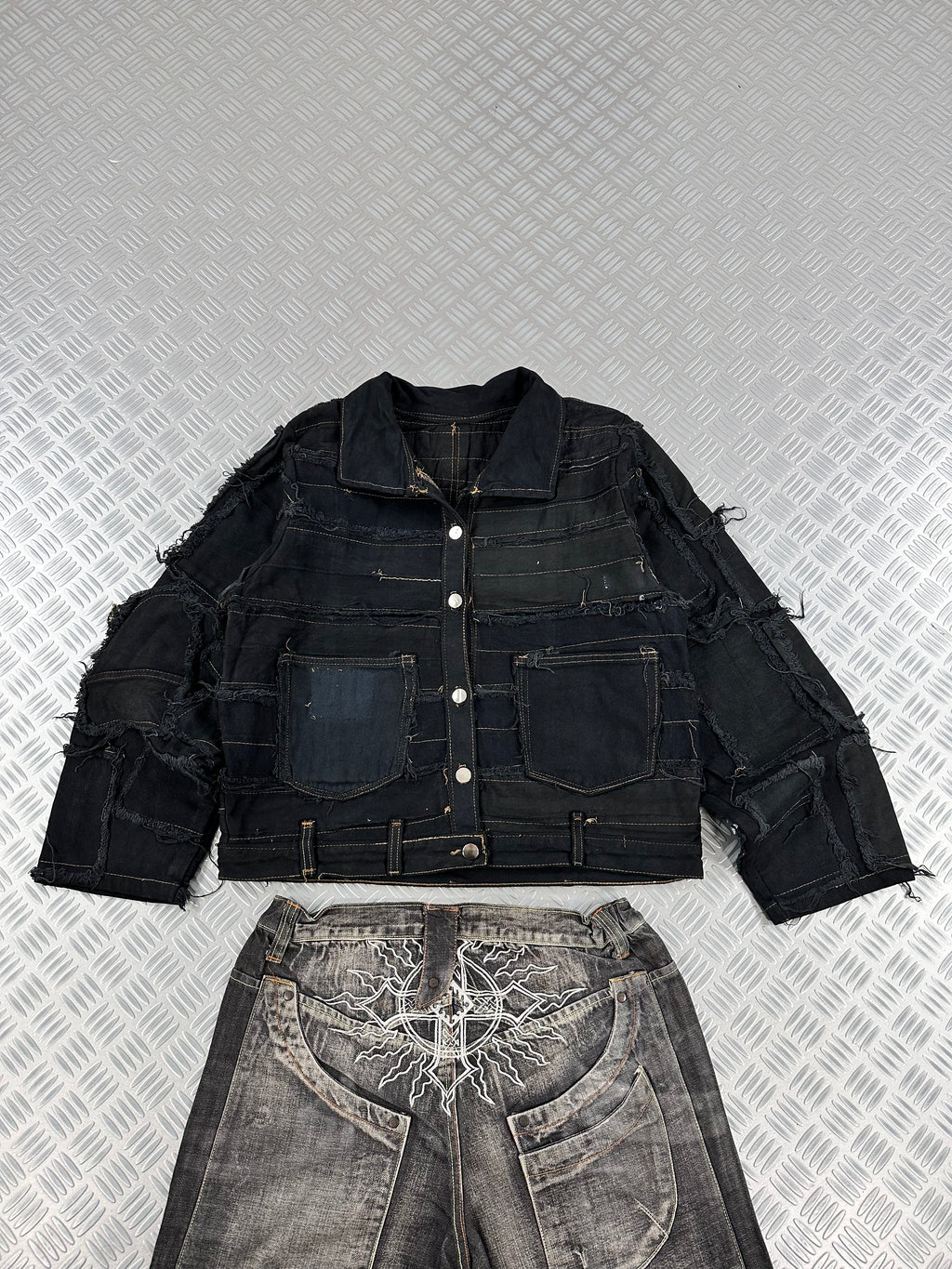 Harrington bomber jacket boxy fit handmade upcycled patchwork