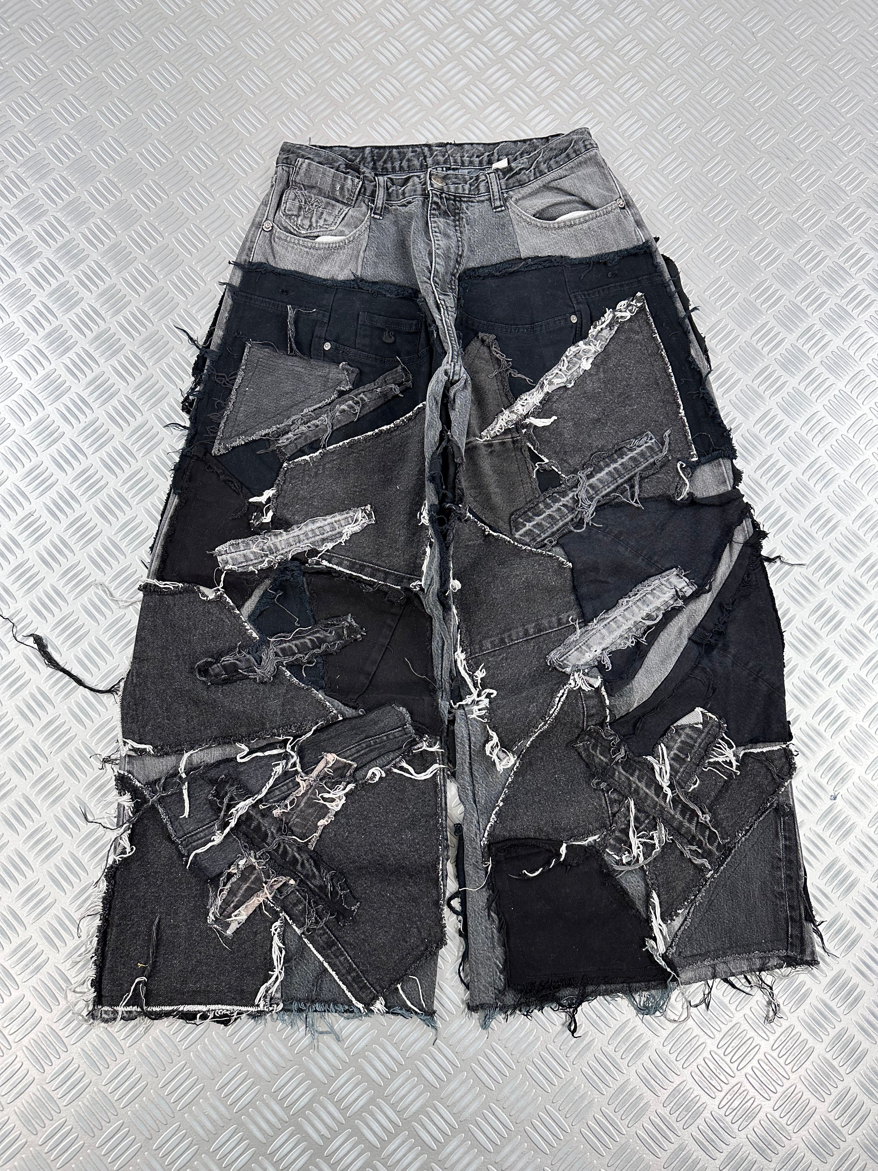 Baggy jeans disstresed múltiplocket upcycled handmade