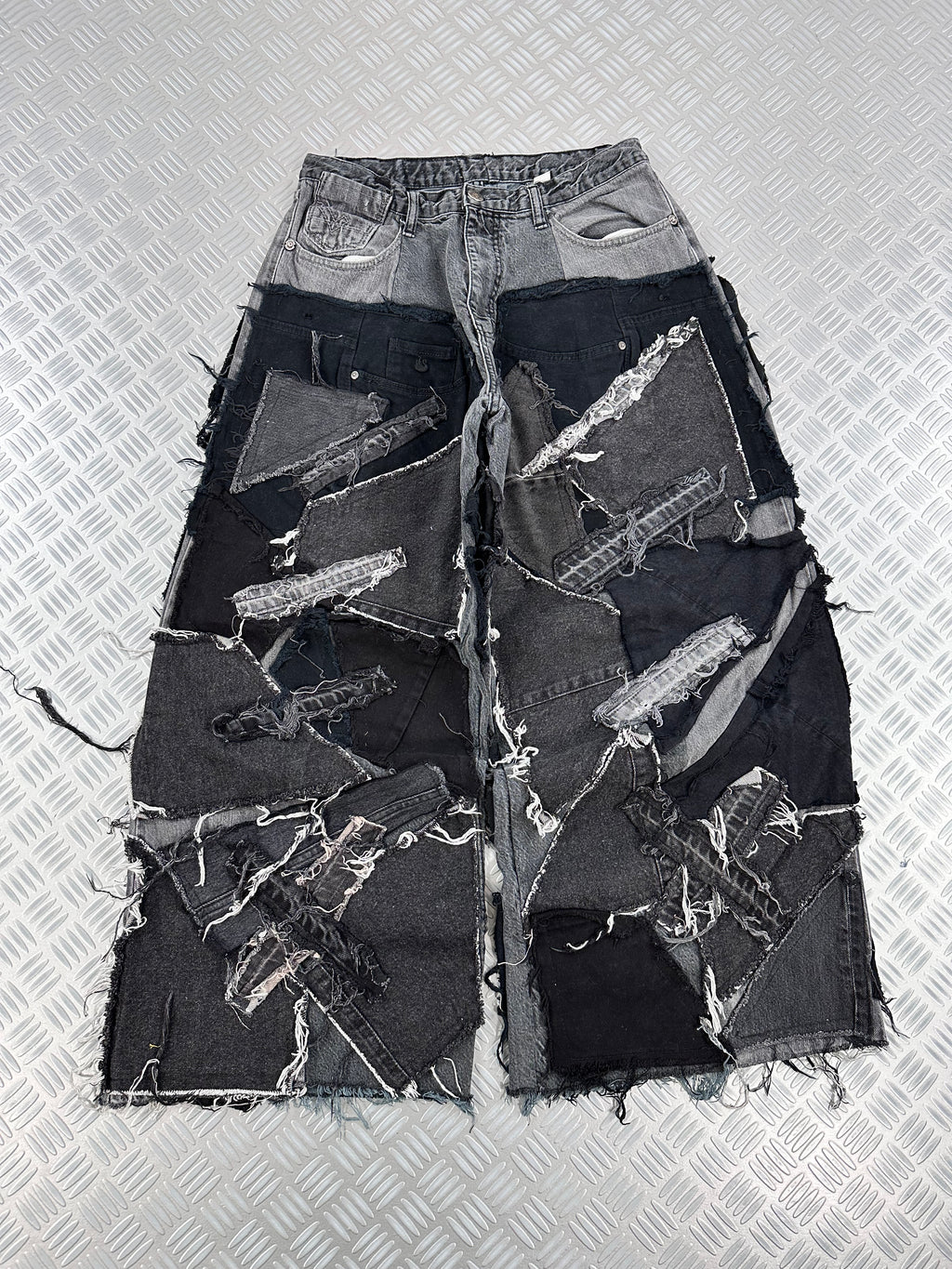 Baggy jeans disstresed múltiplocket upcycled handmade