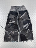 Baggy jeans disstresed múltiplocket upcycled handmade