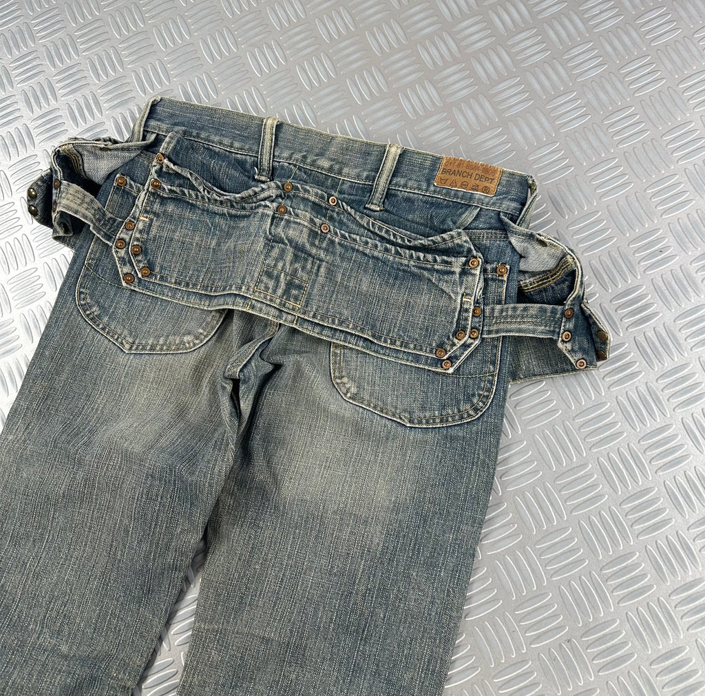Flared jeans y2k 00’s multipocket made in Japan (M)