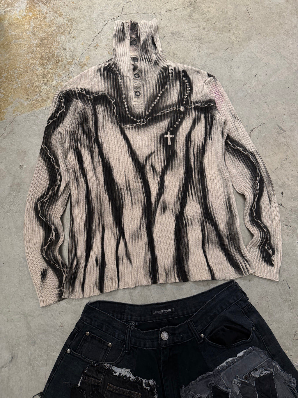 Vintage Knitted Y2k Sweater custom (XL)