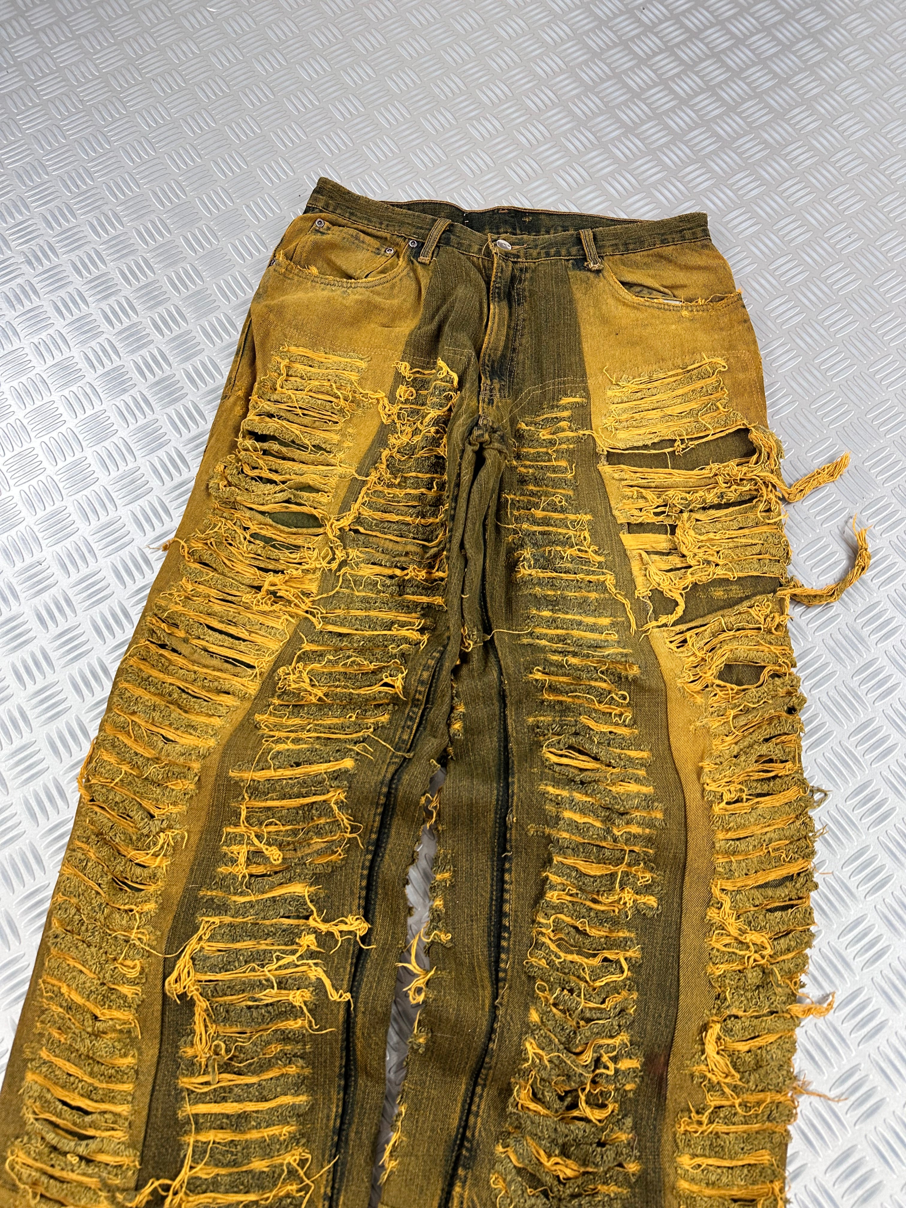 Disstresed baggy jeans handmade patchwork upcycled