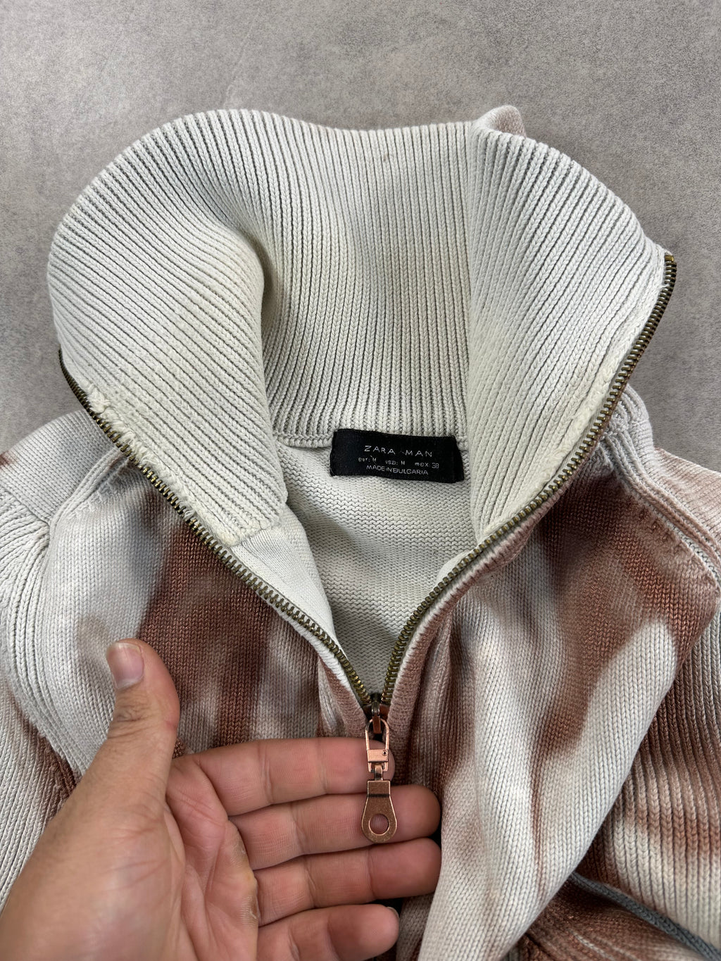 Full zip knitted sweater y2k custom (M)