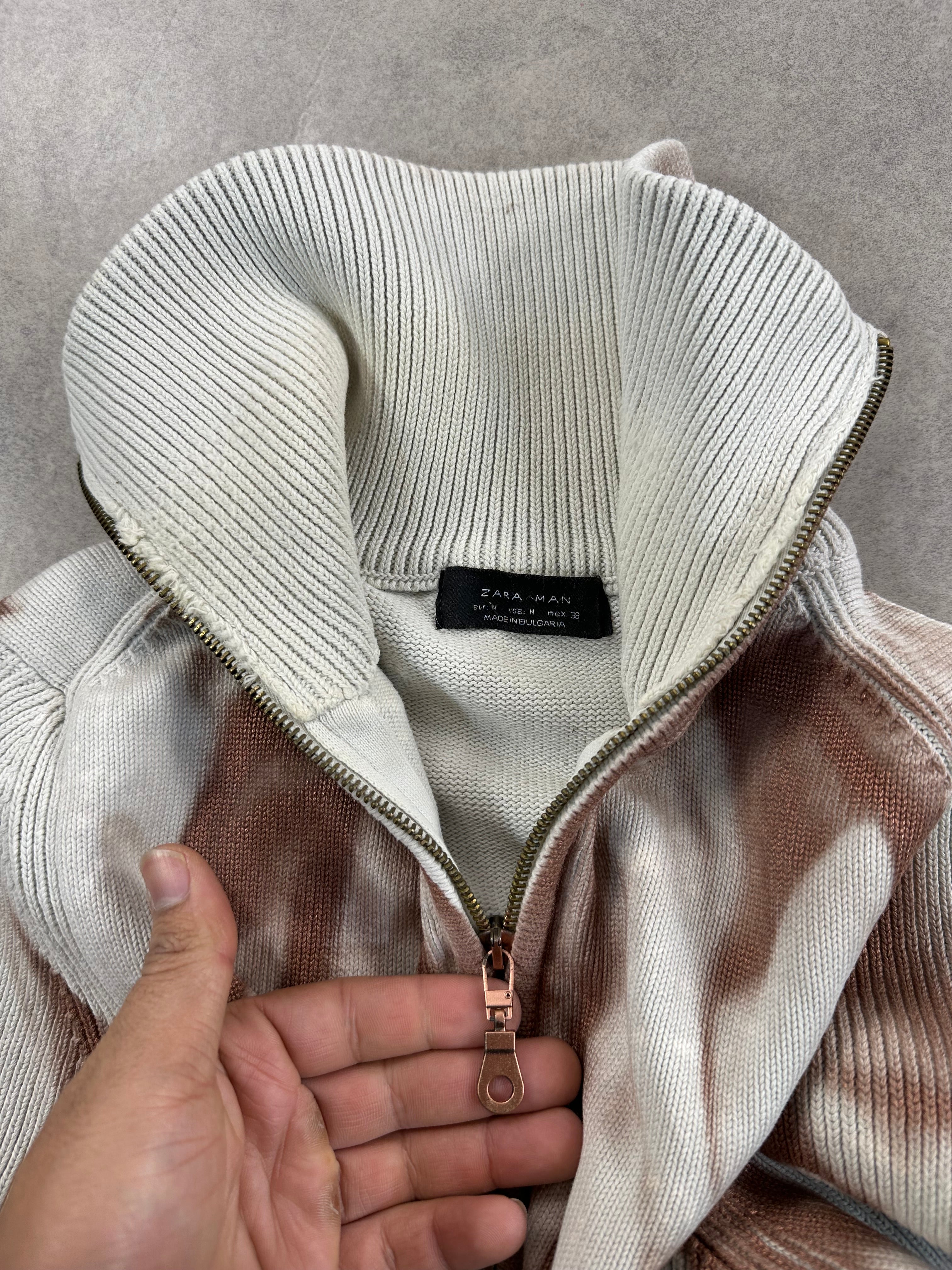 Full zip knitted sweater y2k custom (M)