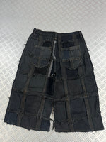 Black baggy jort handmade patchwork (M)