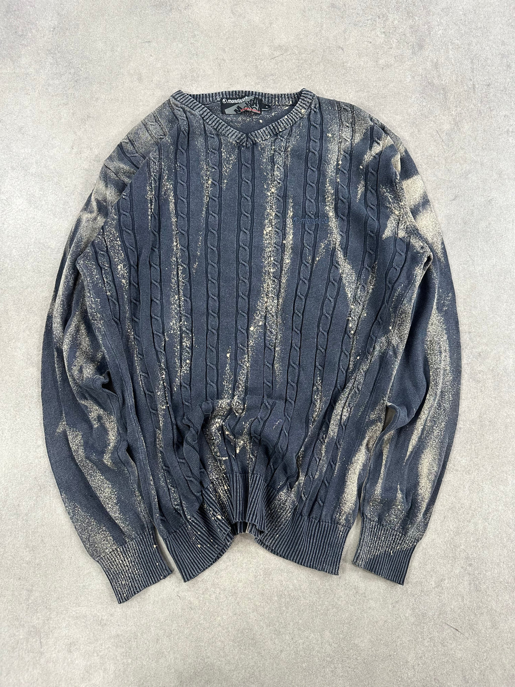Vintage Knitted Y2k Bleached Sweater custom (M)