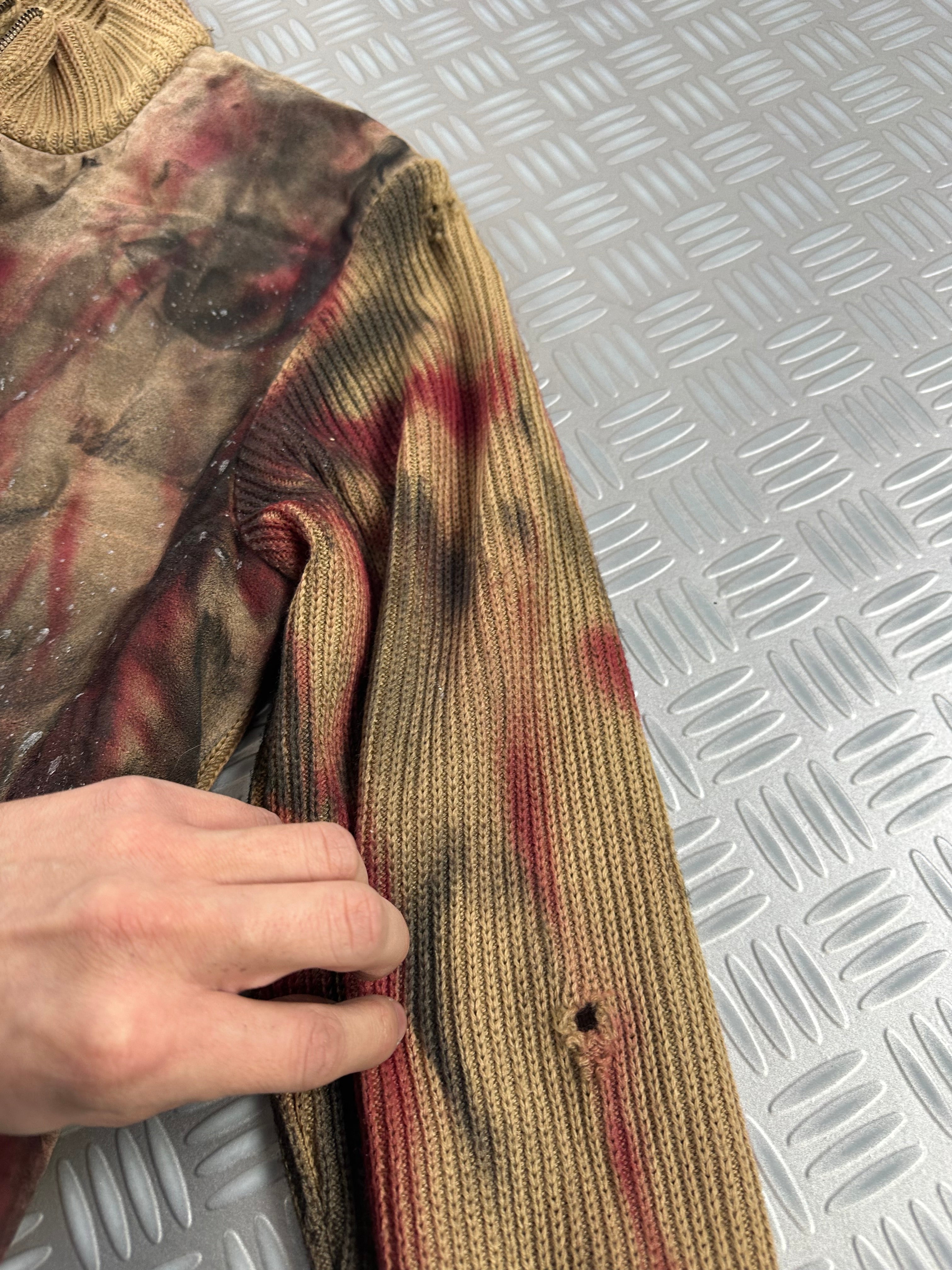 Vintage Burberry Distressed Full Zip Up Knitted Sweater (XL)