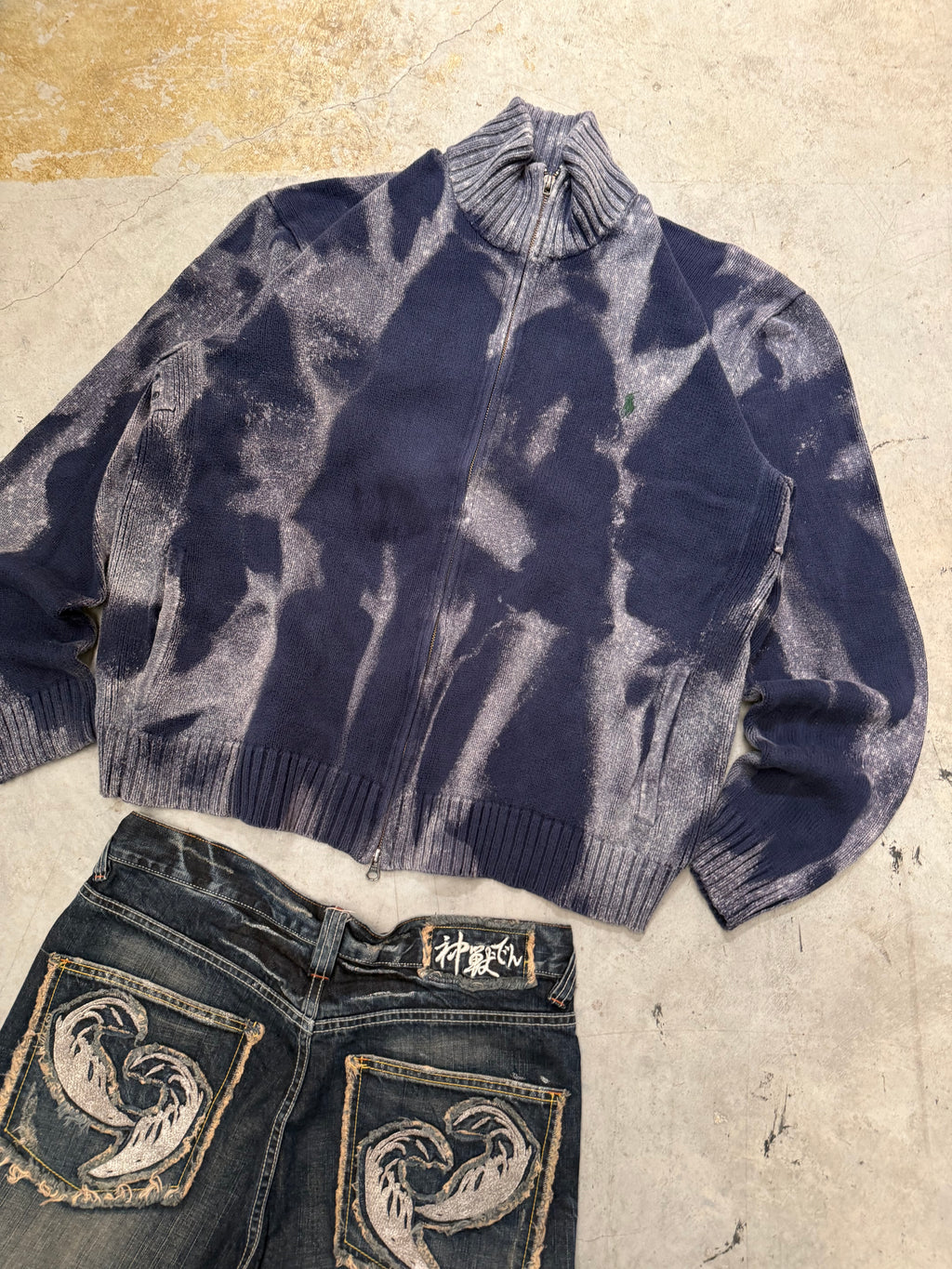 Vintage Polo Ralph Knitted full zip up Knitted Sweater custom (XL)