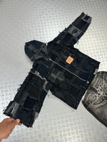 Bomber hooded full zip jacket handmade patchwork (M)