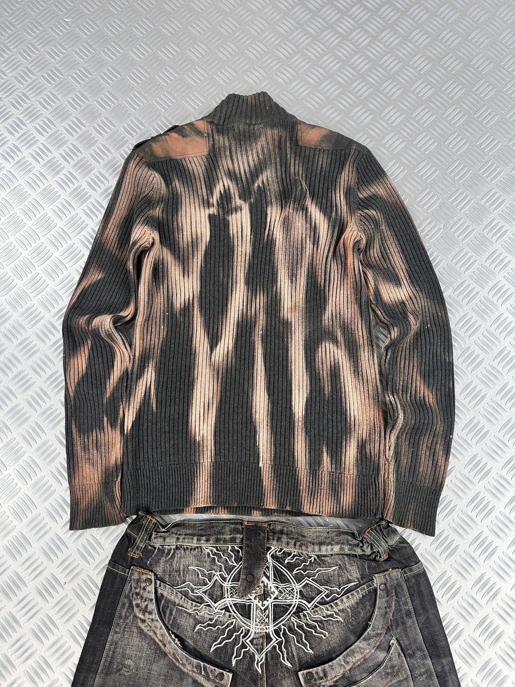 Knitted sweater handmade mid zip y2k (M)