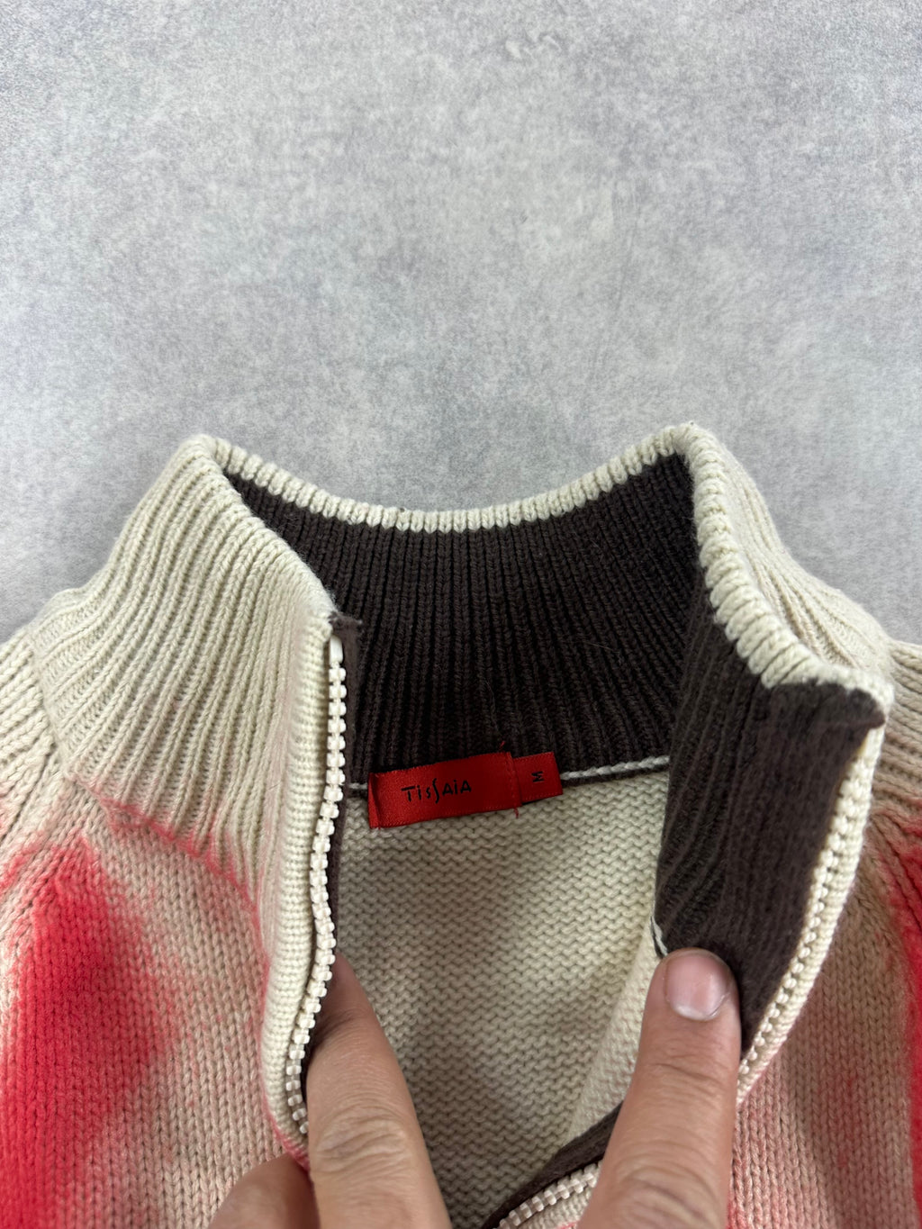 Mid zip knitted sweater custom Y2K (M)