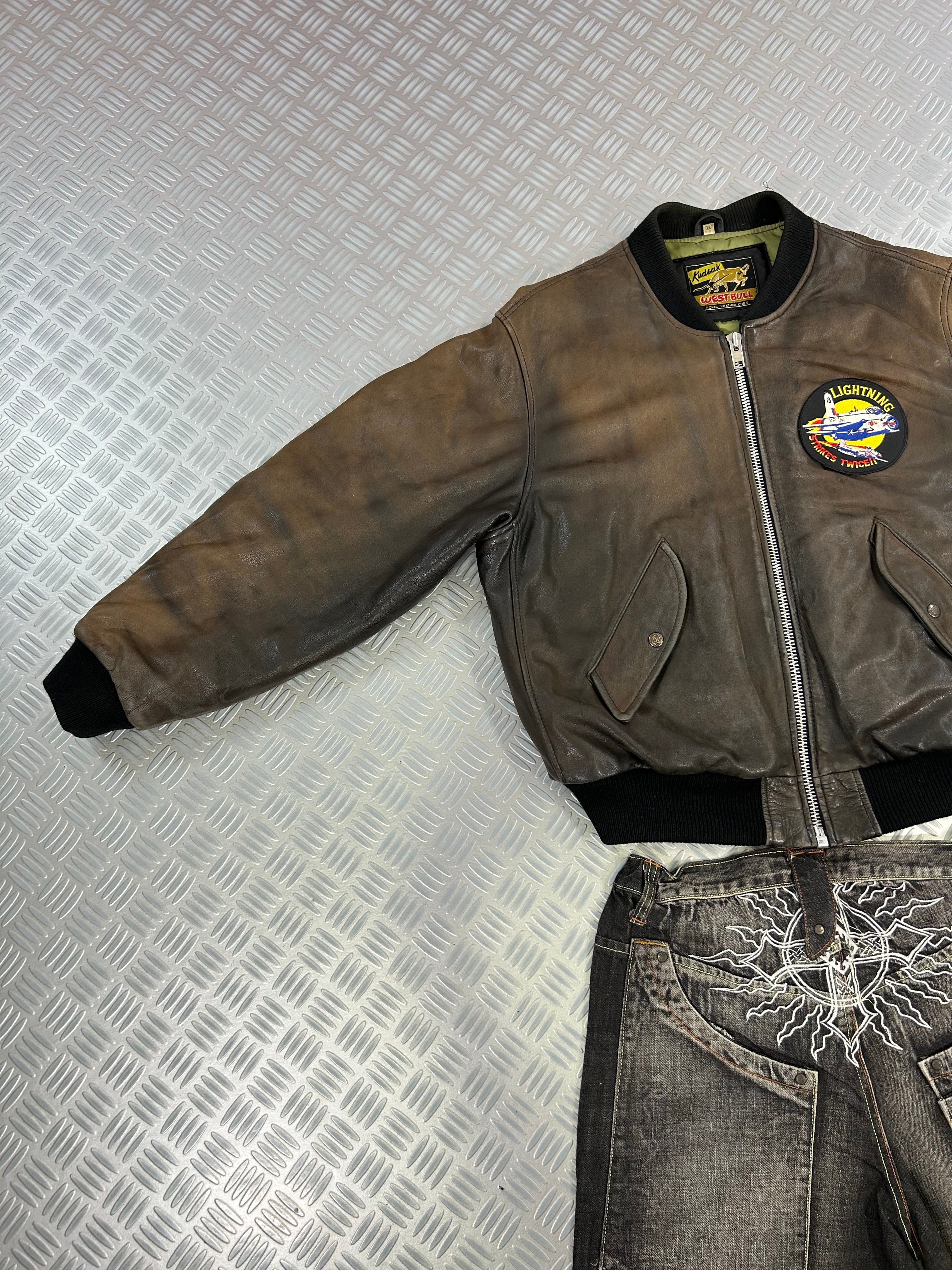 Leather Bomber Jacket Vintage Kudsak West Bull 80s