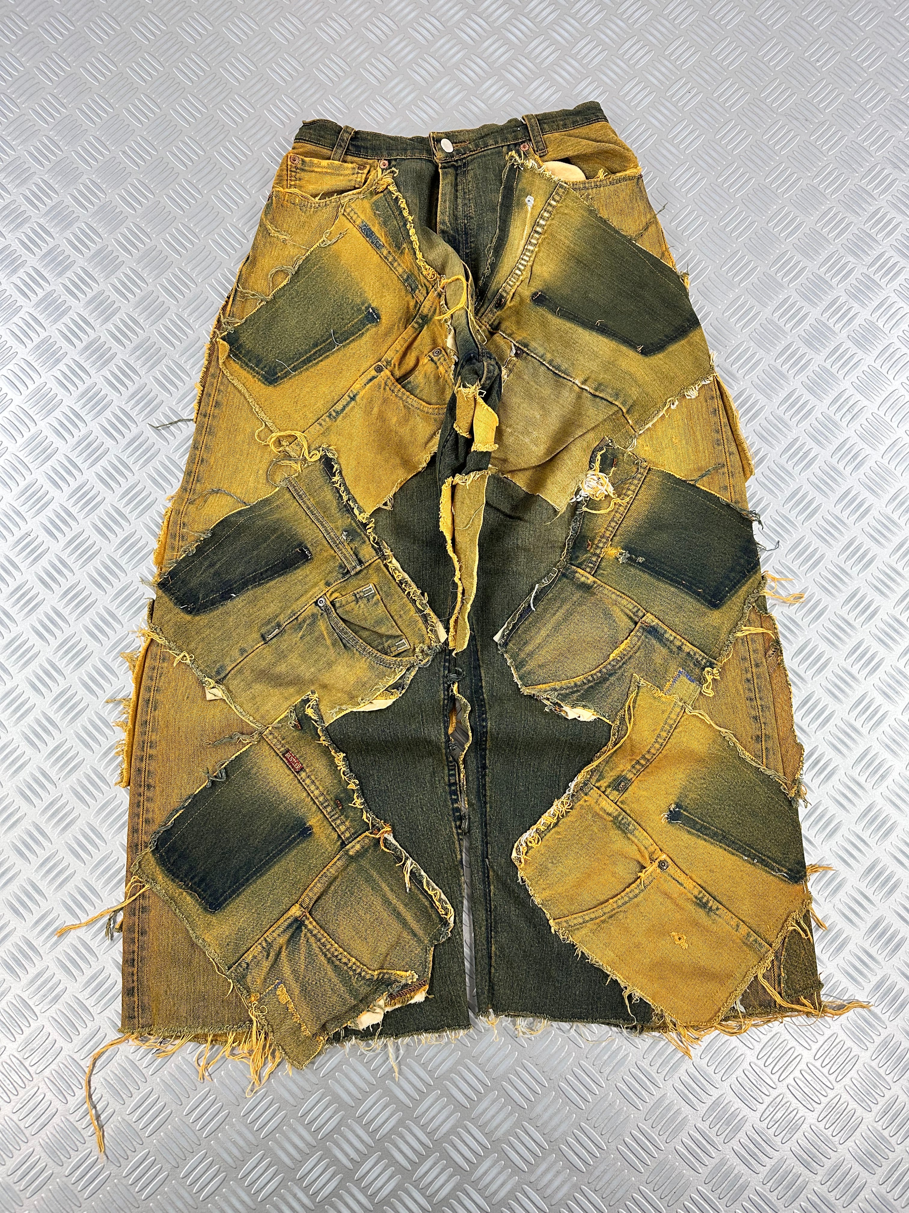 Vintage Patchwork Hip Hop Baggy Jeans Handmade