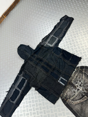 Bomber hooded full zip jacket handmade patchwork (M)