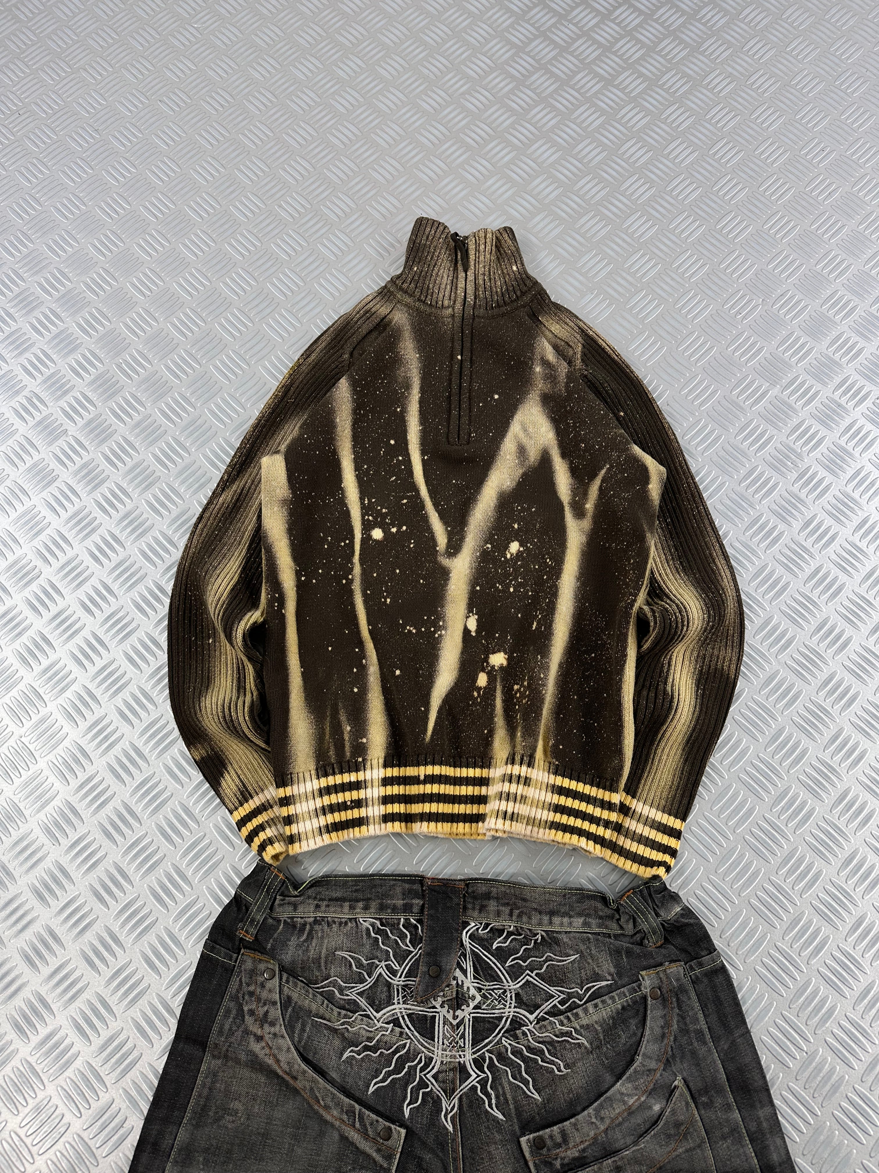 Handmade mid zip knitted sweater (S)