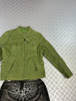 Leather Bomber Jacket Vintage Suede 90s Boxy Fit