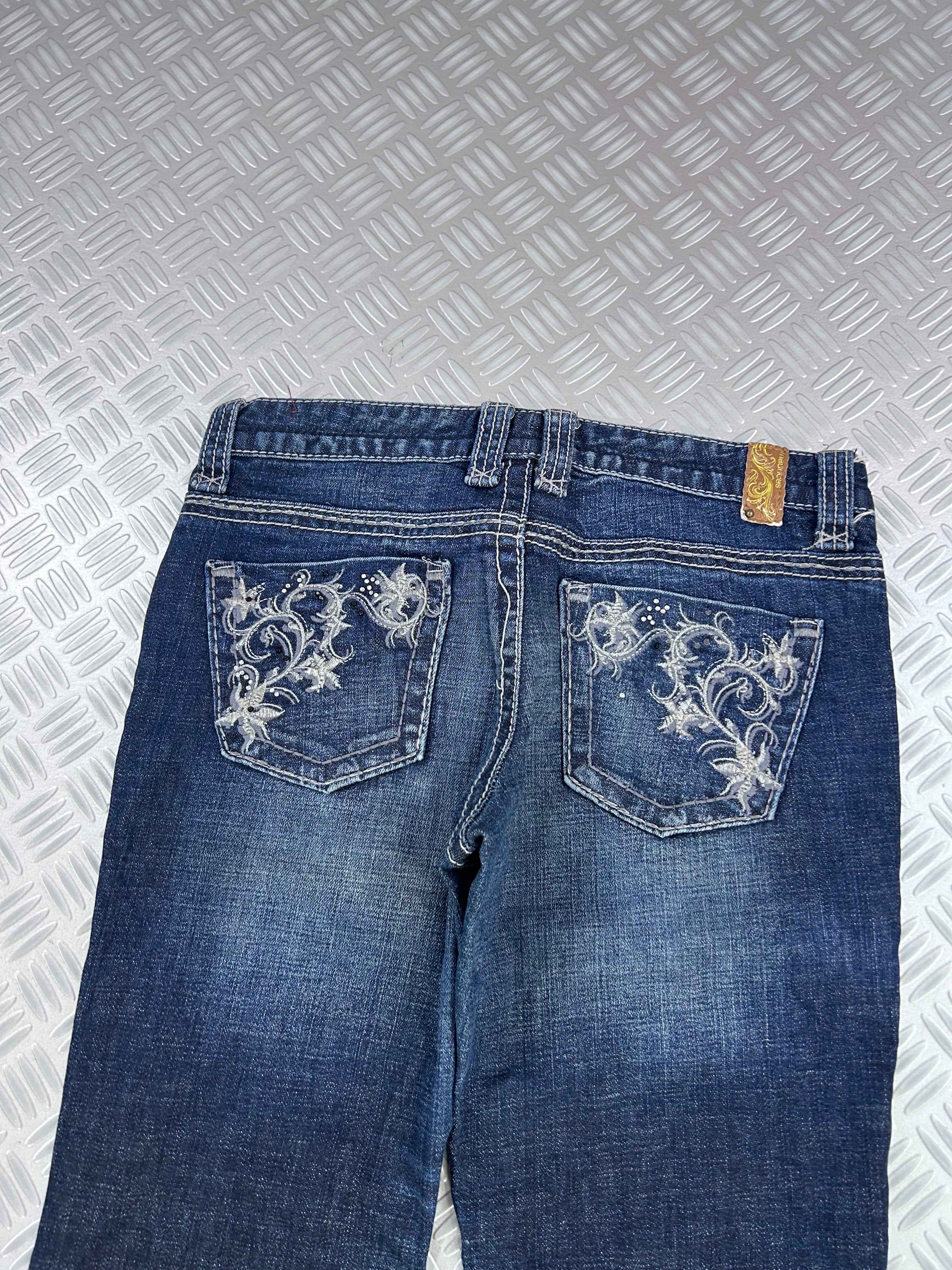 Y2K flared jeans embroidered faded (M)