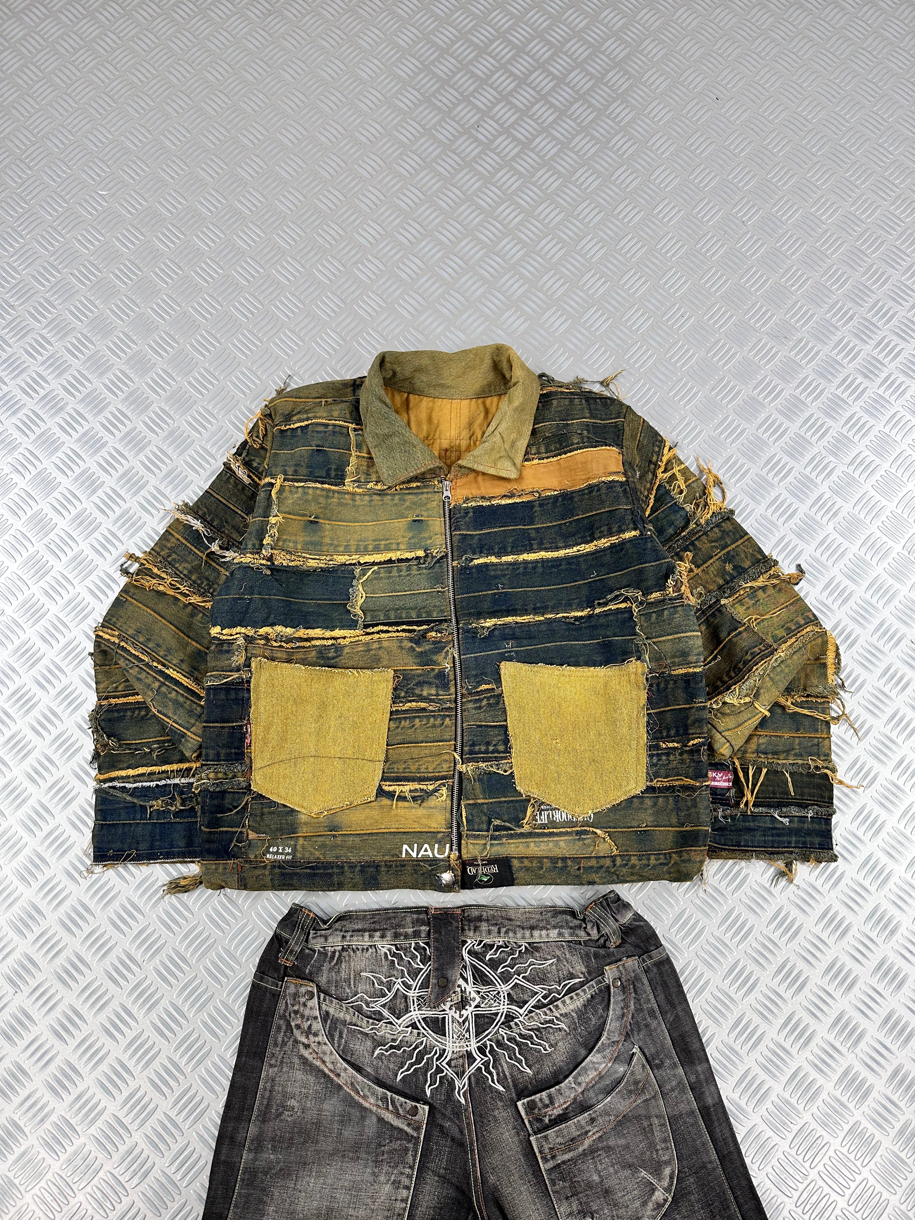 Harrington full zip handmade bomber jacket patchwork upcycled