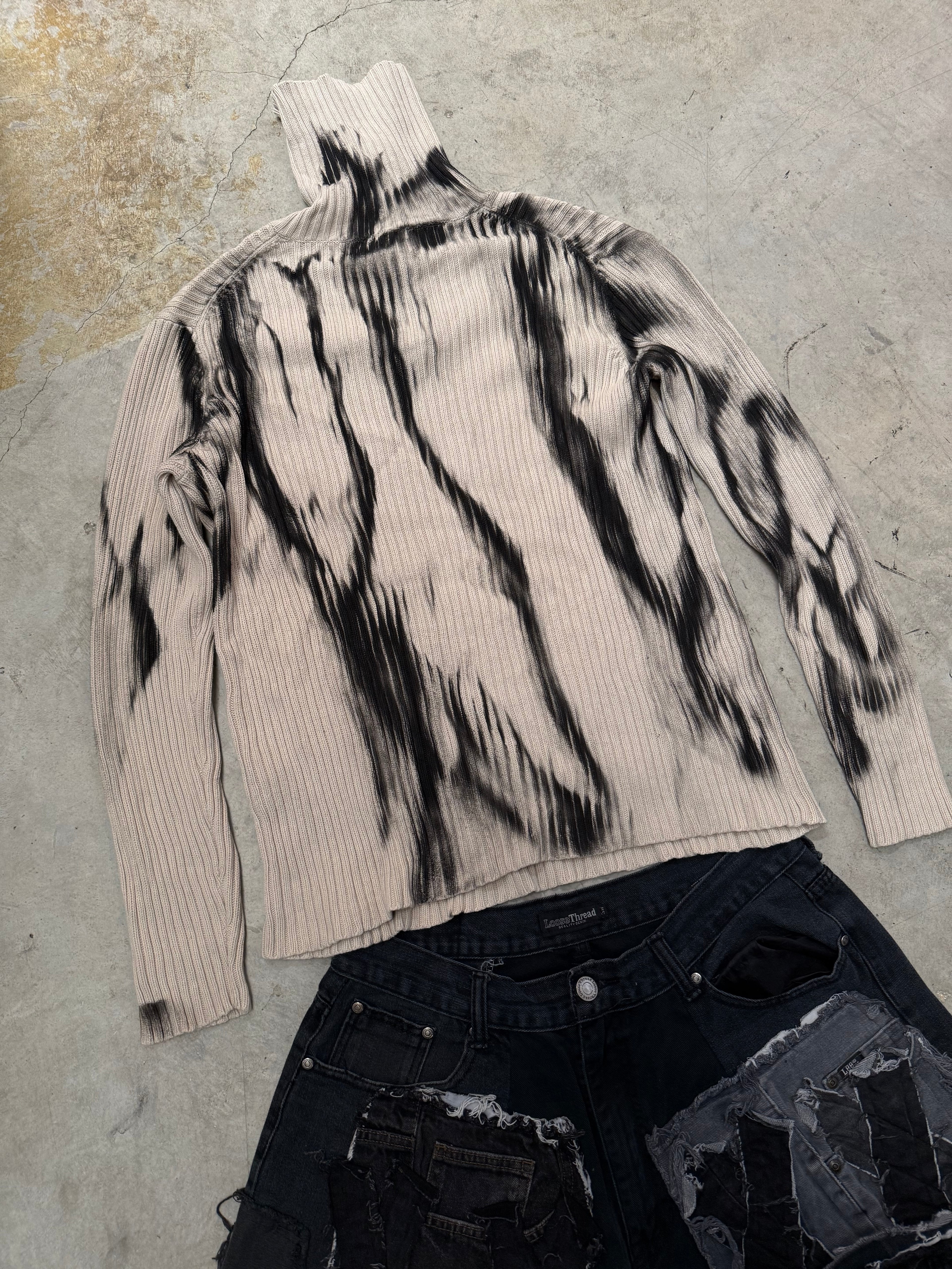 Vintage Knitted Y2k Sweater custom (XL)