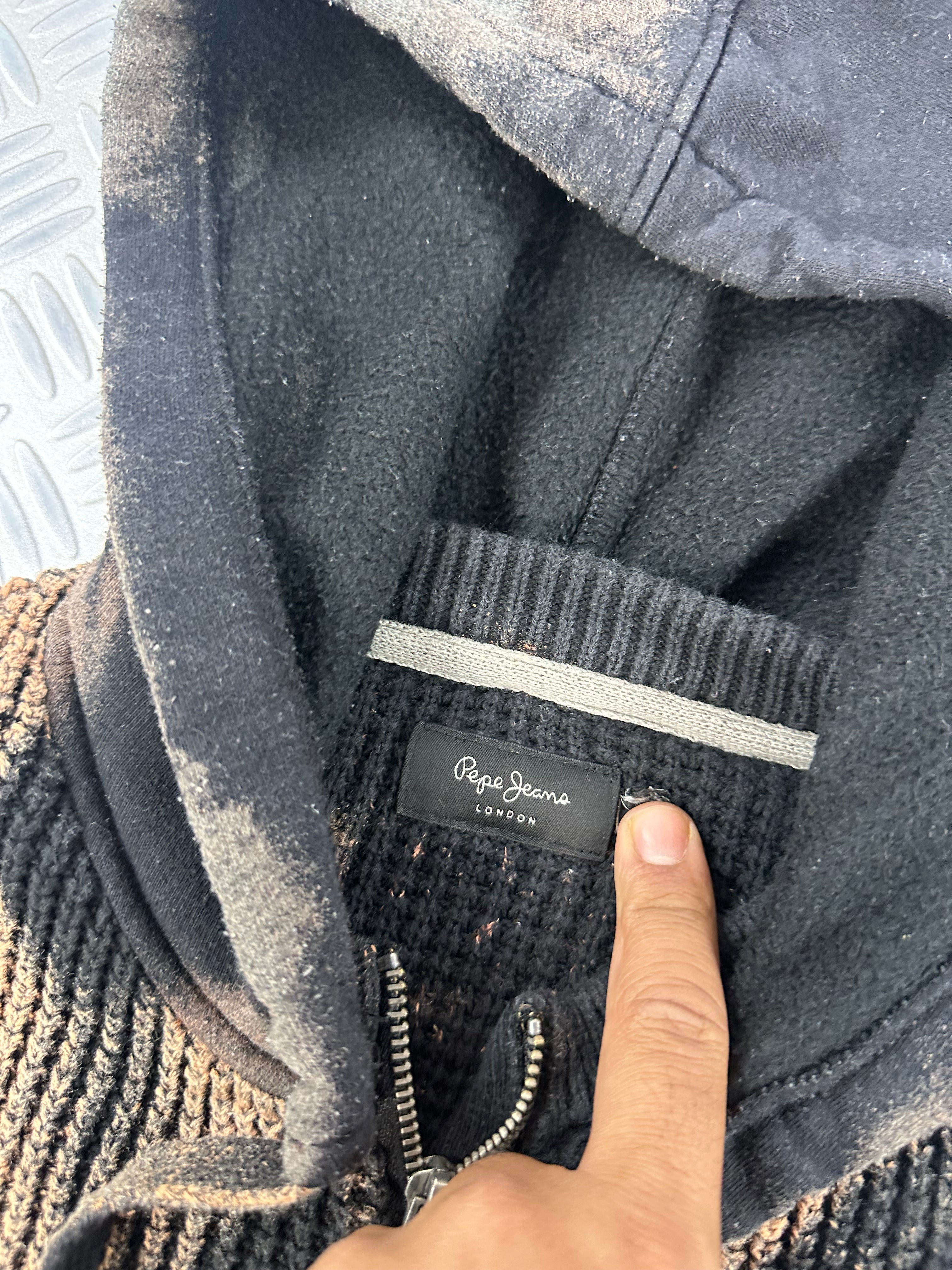 Hooded handmade knitted sweater pepe jeans vintage (L)