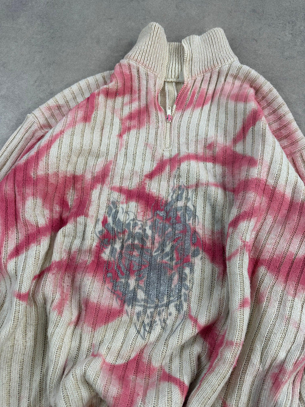 Mid zip knitted sweater vintage custom (XL)