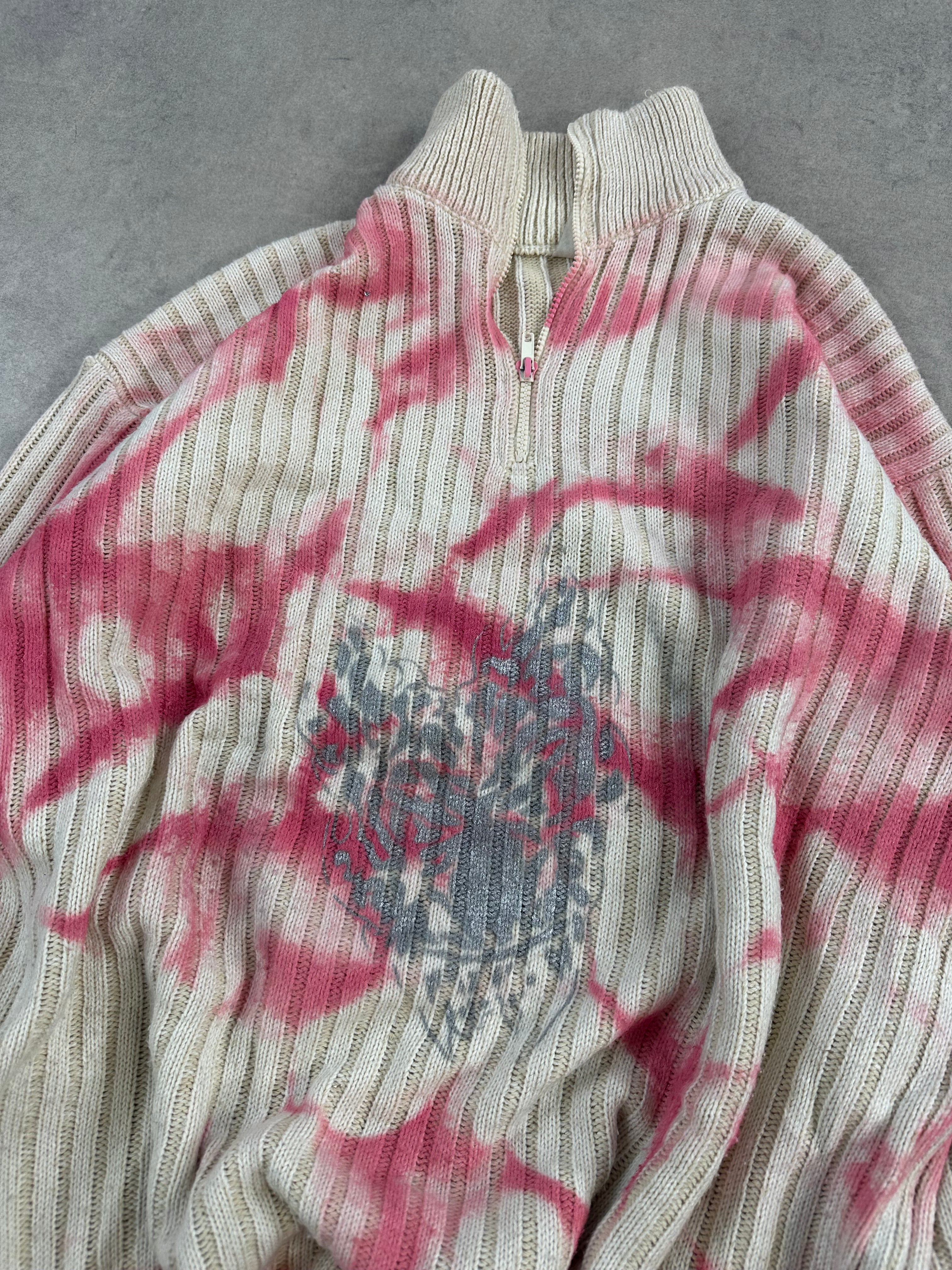 Mid zip knitted sweater vintage custom (XL)