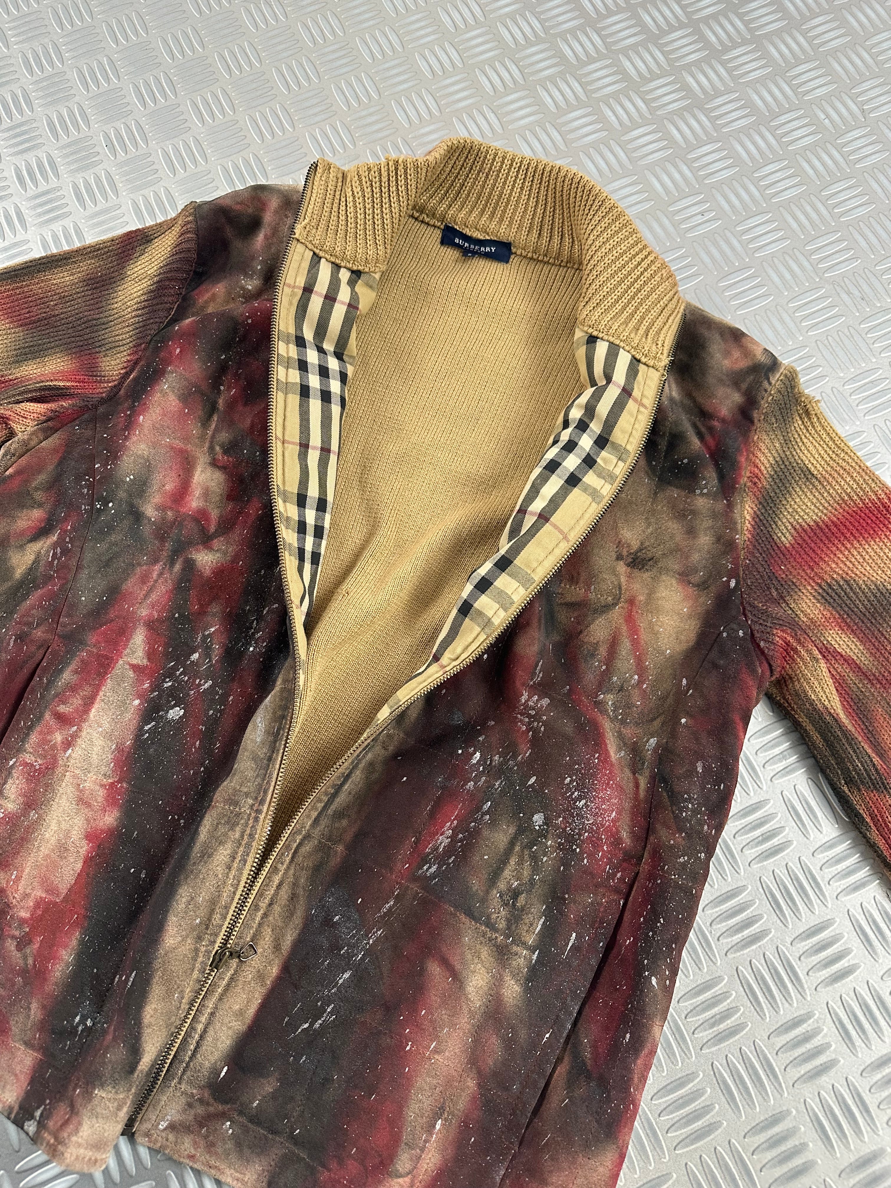 Vintage Burberry Distressed Full Zip Up Knitted Sweater (XL)