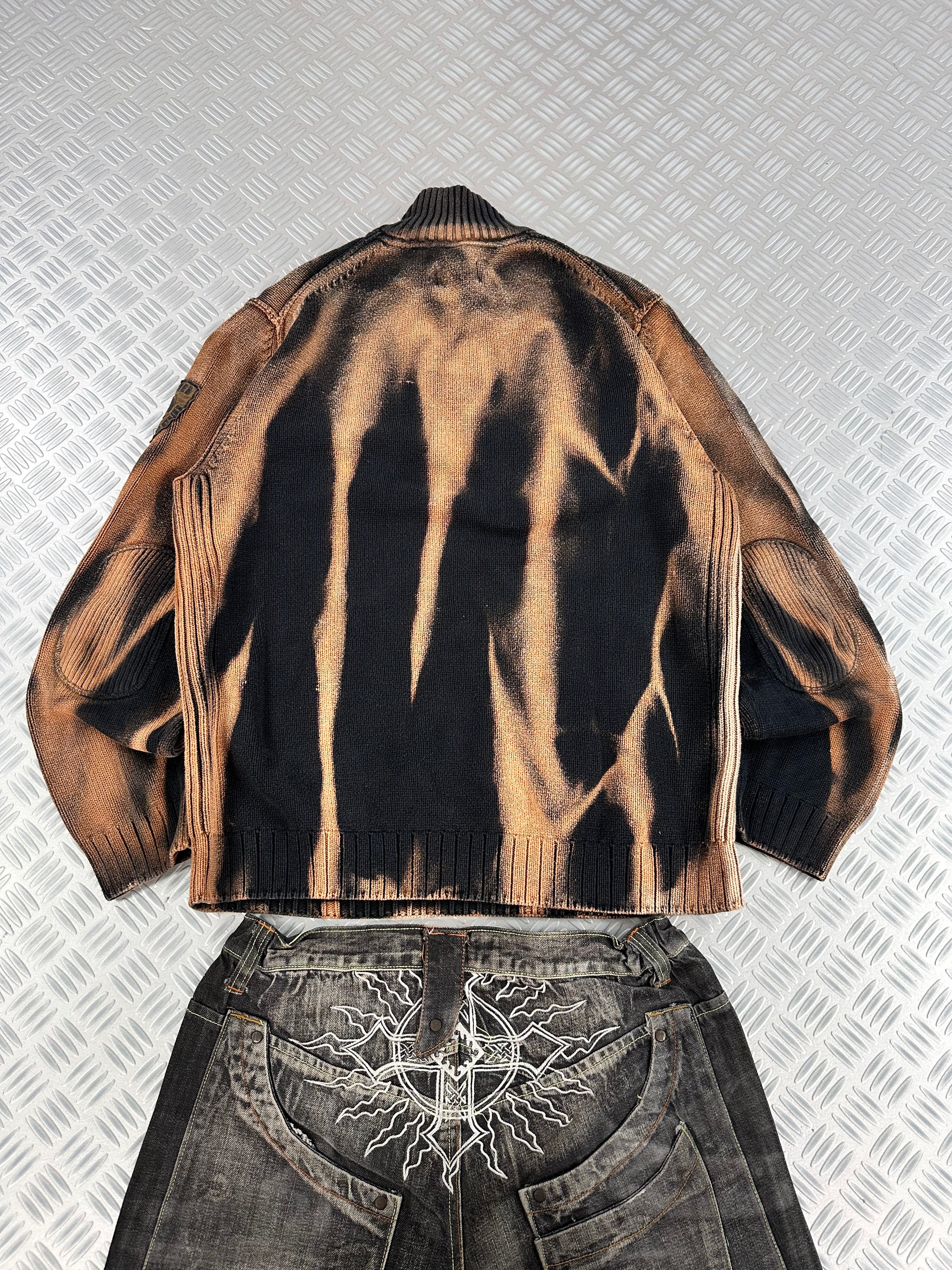 Handmade mid zip knitted sweater ( XL)