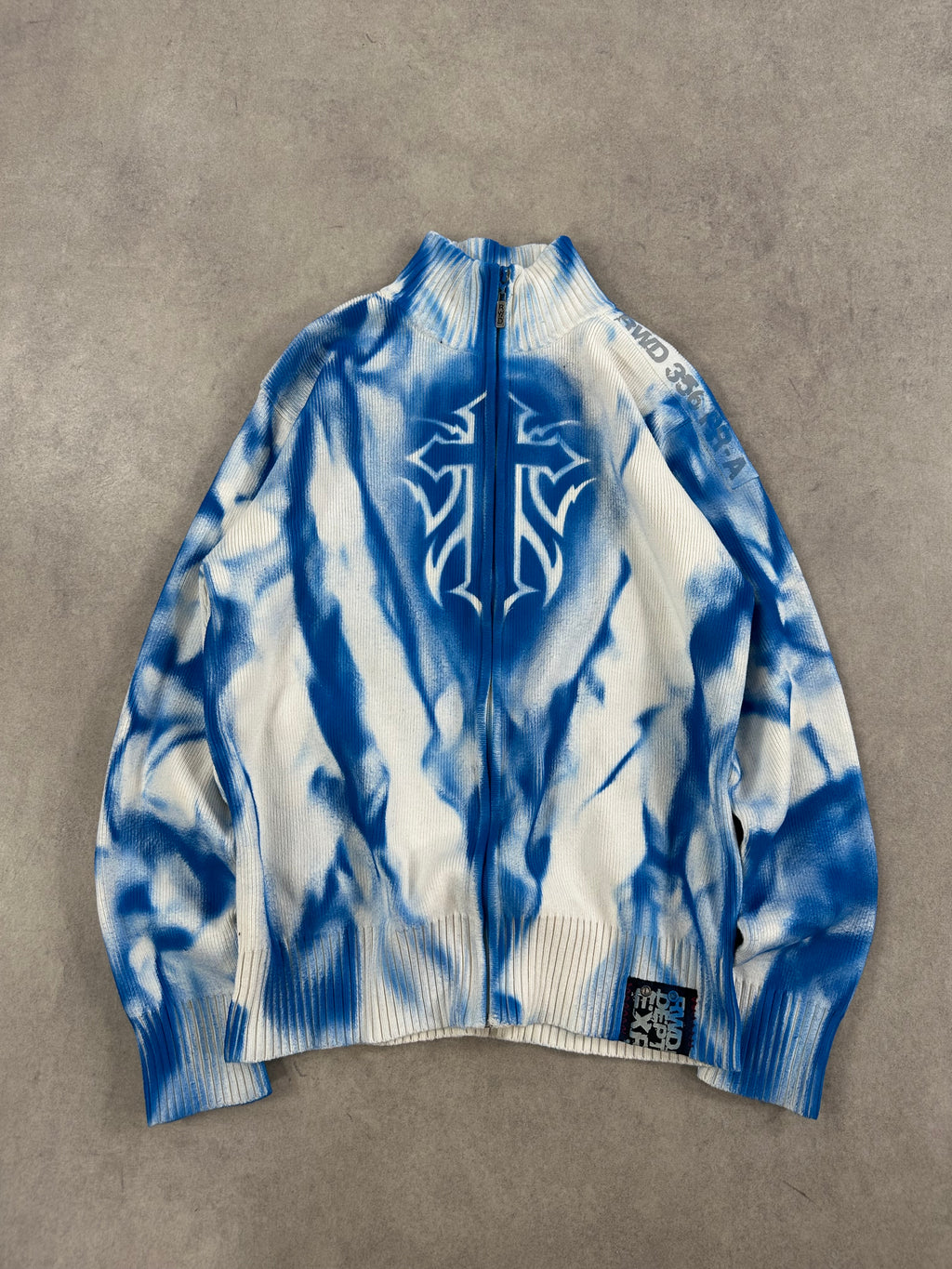 Vintage Y2k Hip Hop Knitted Cross Sweater custom (XL)