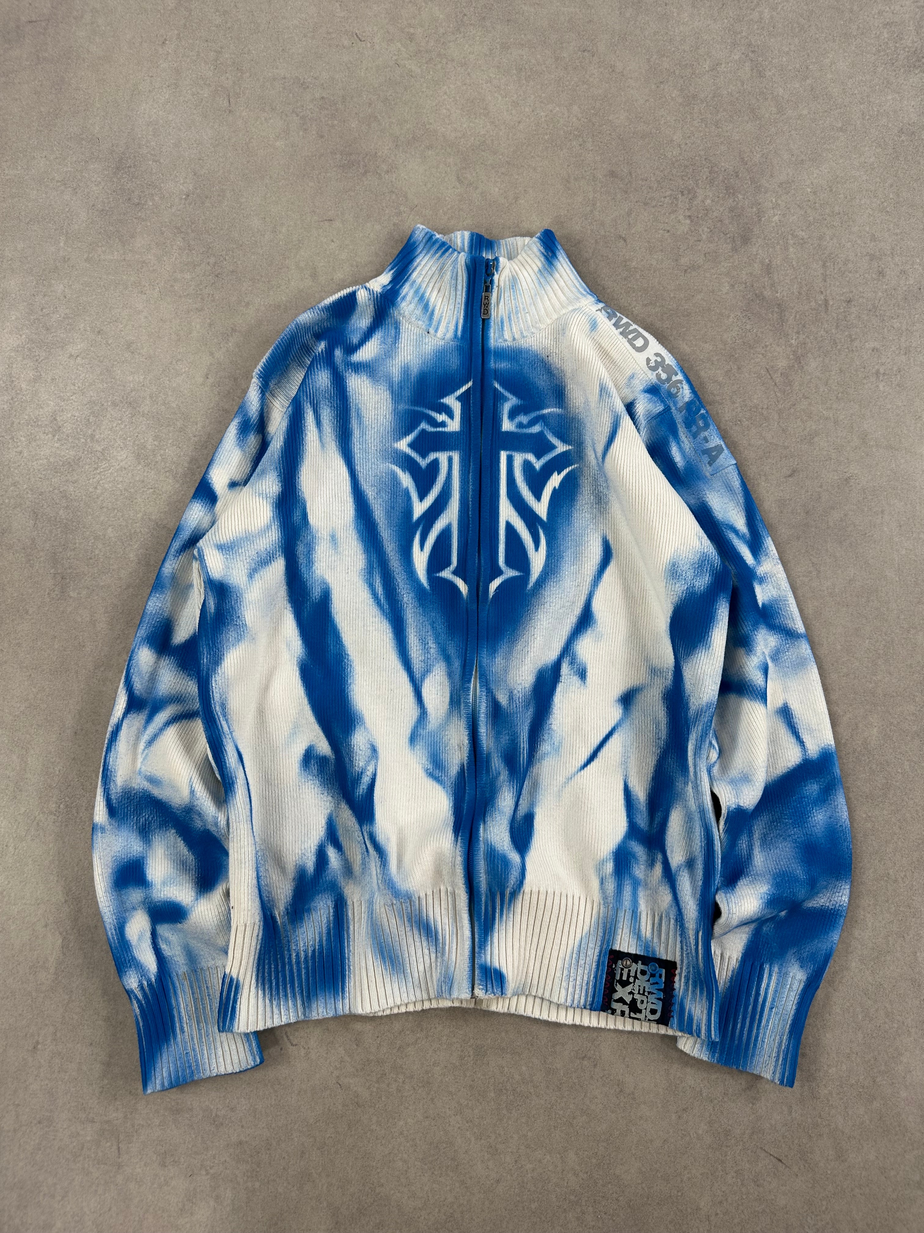 Vintage Y2k Hip Hop Knitted Cross Sweater custom (XL)