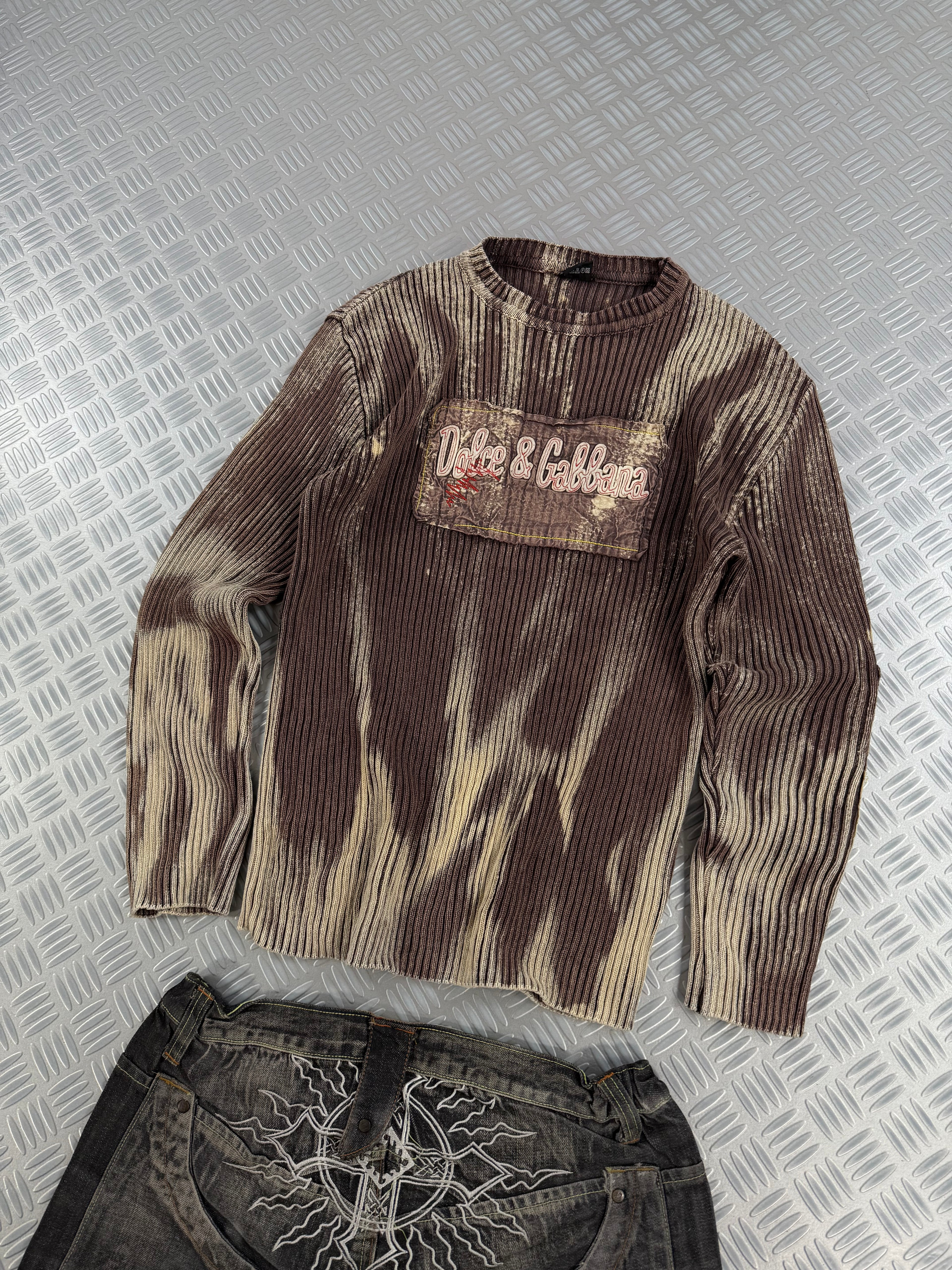 Vintage Y2k Knitted Bleached Sweater (S)
