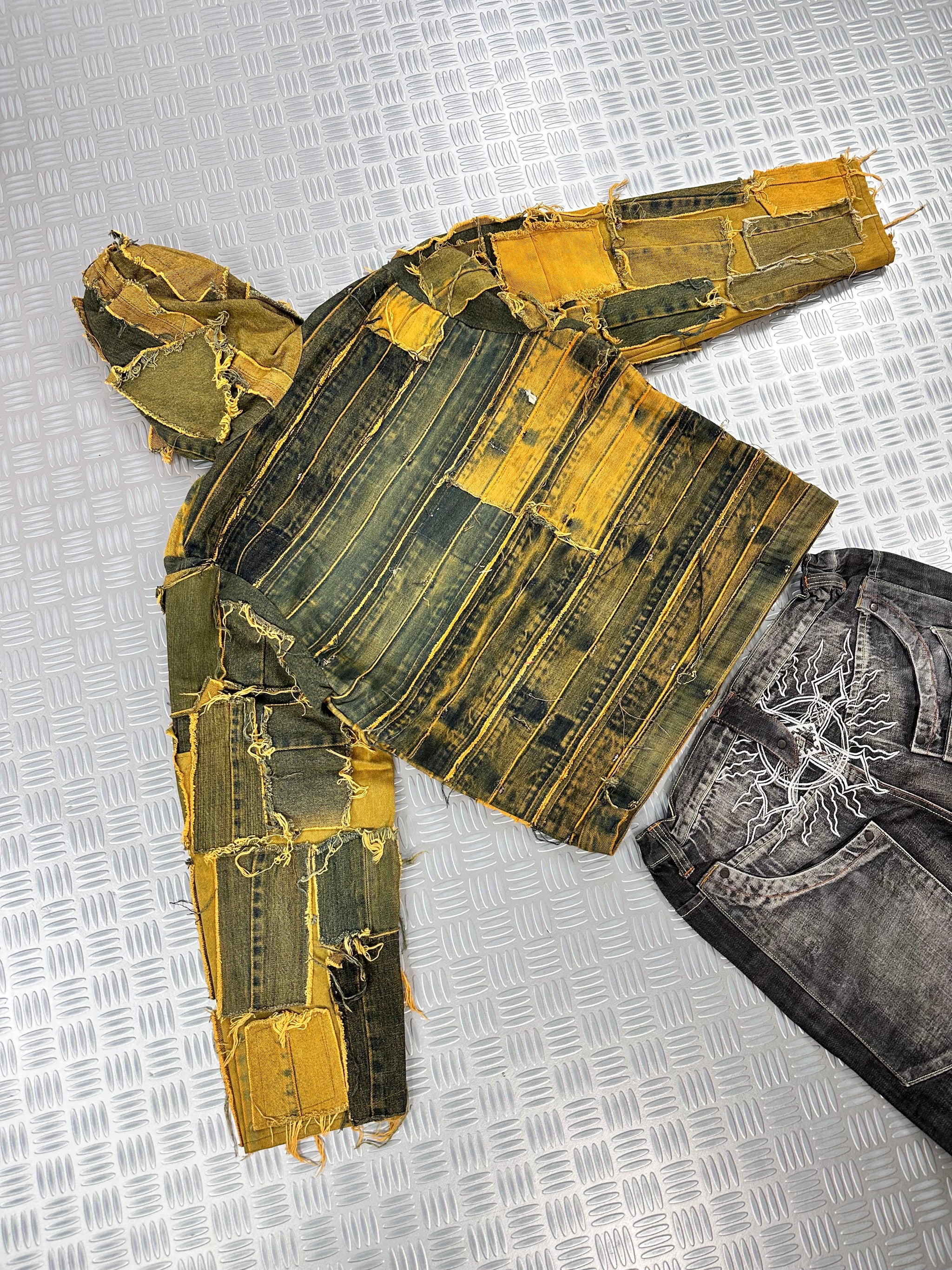 Hooded bomber jacket handmade boxy fit upcycled patchwork