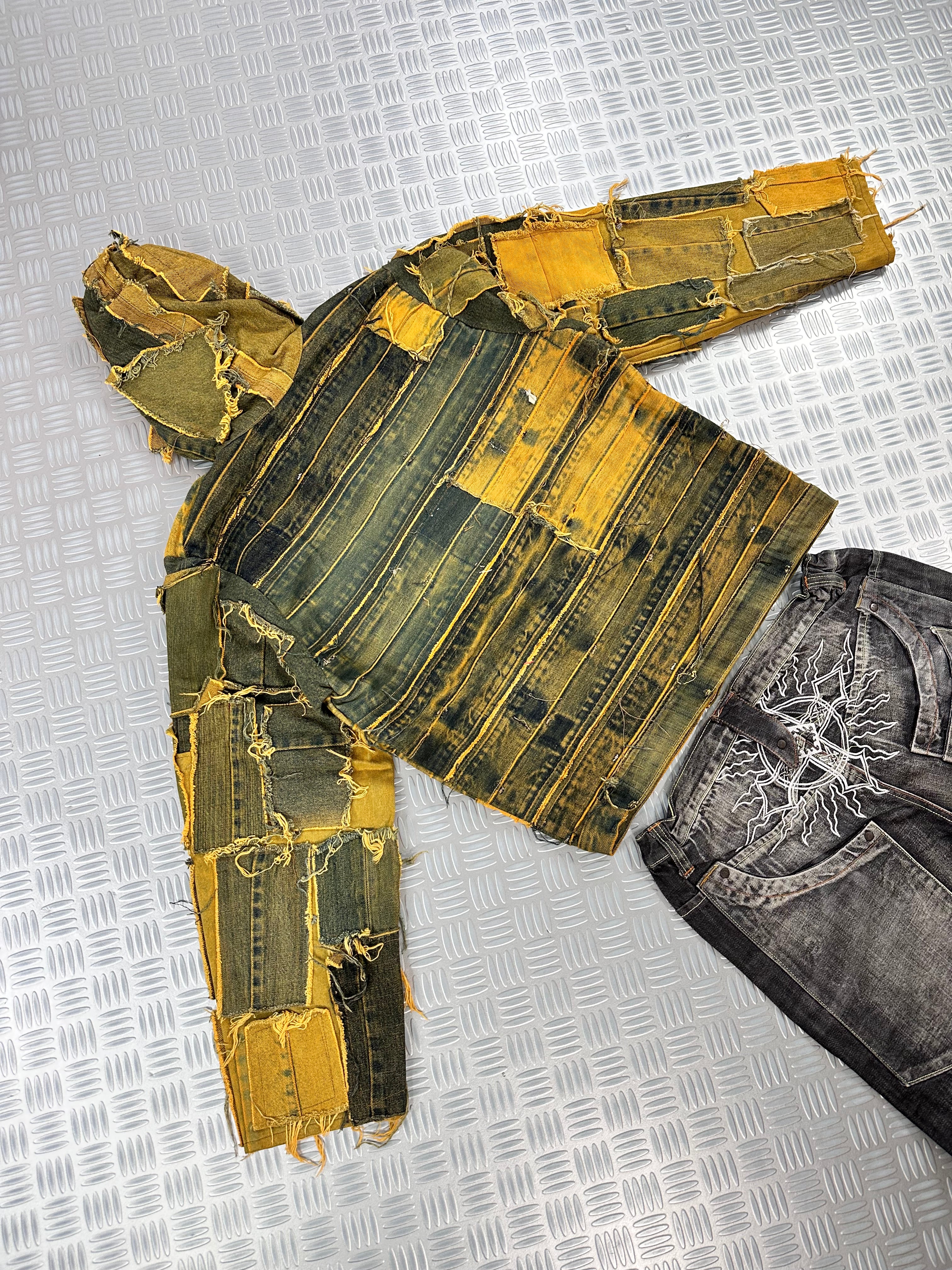 Hooded bomber jacket handmade boxy fit upcycled patchwork