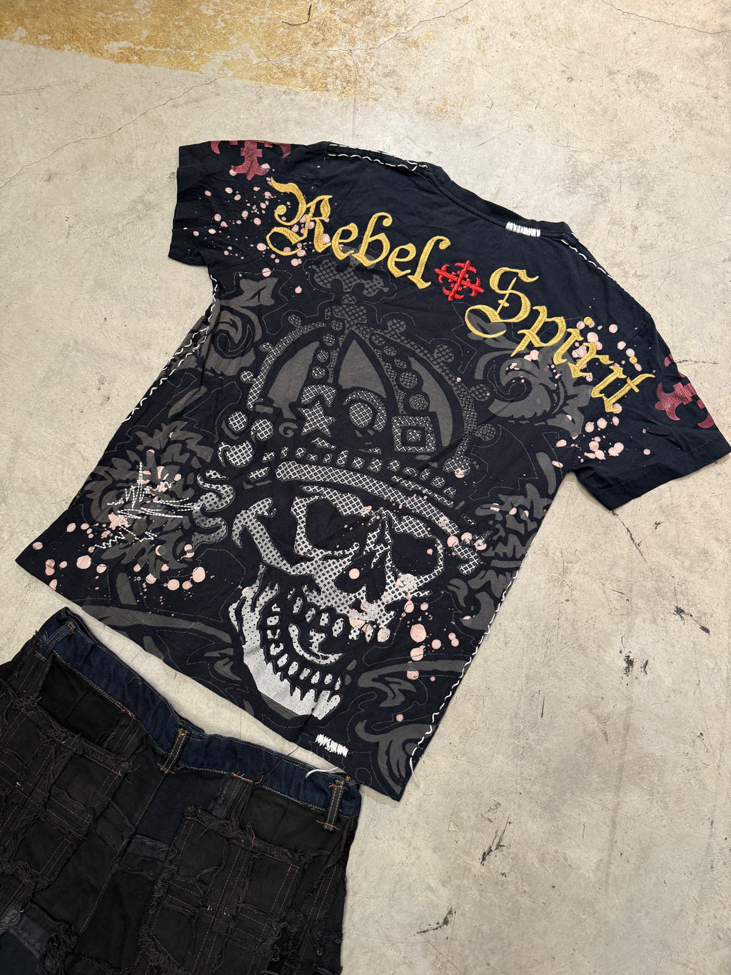 Vintage Y2k Rebel T-Shirt Affliction style (L)