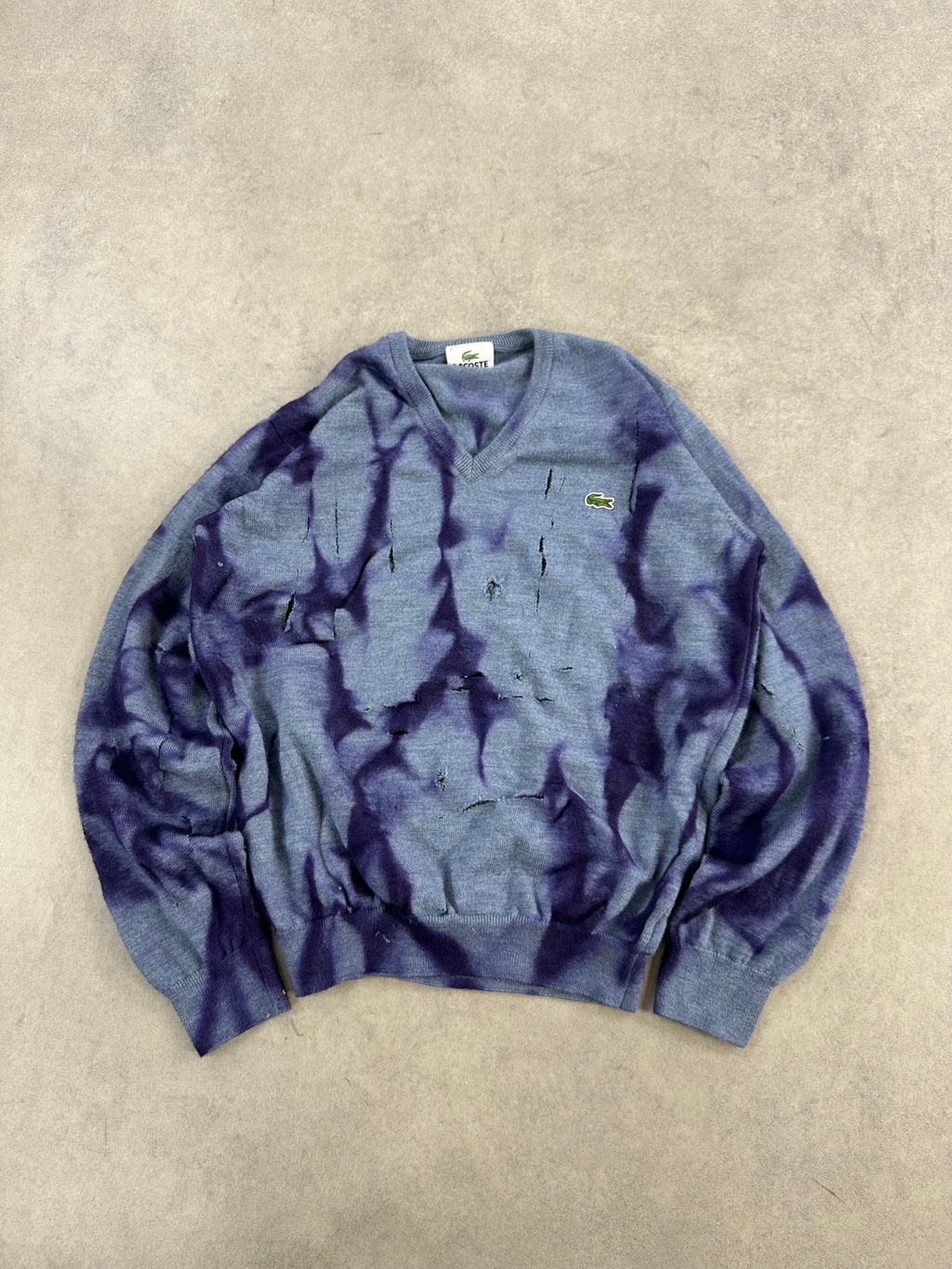 Lacoste disstresed custom wool sweater (L)