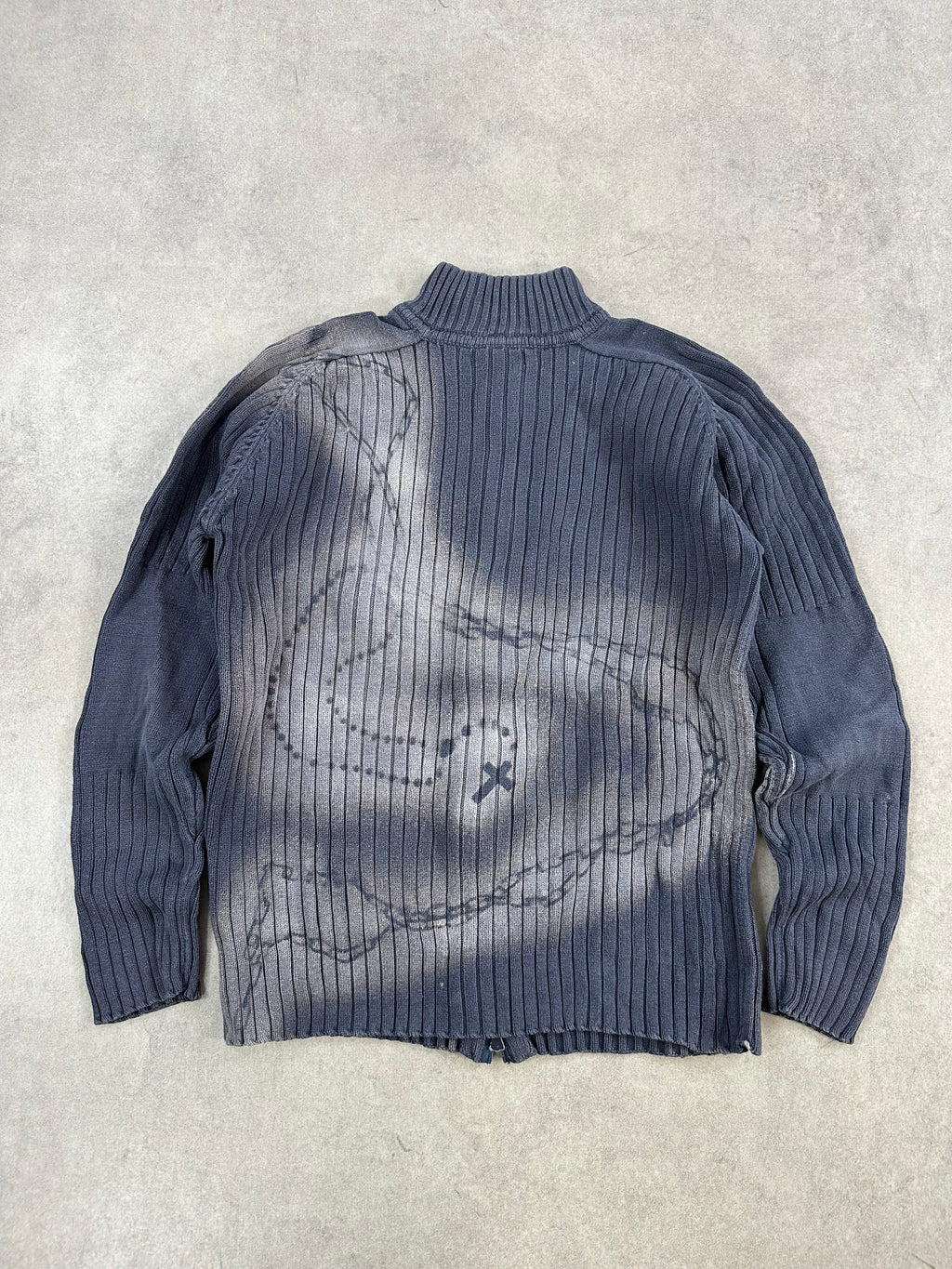 Vintage Knitted Y2k Cross Bleached Sweater custom (M)