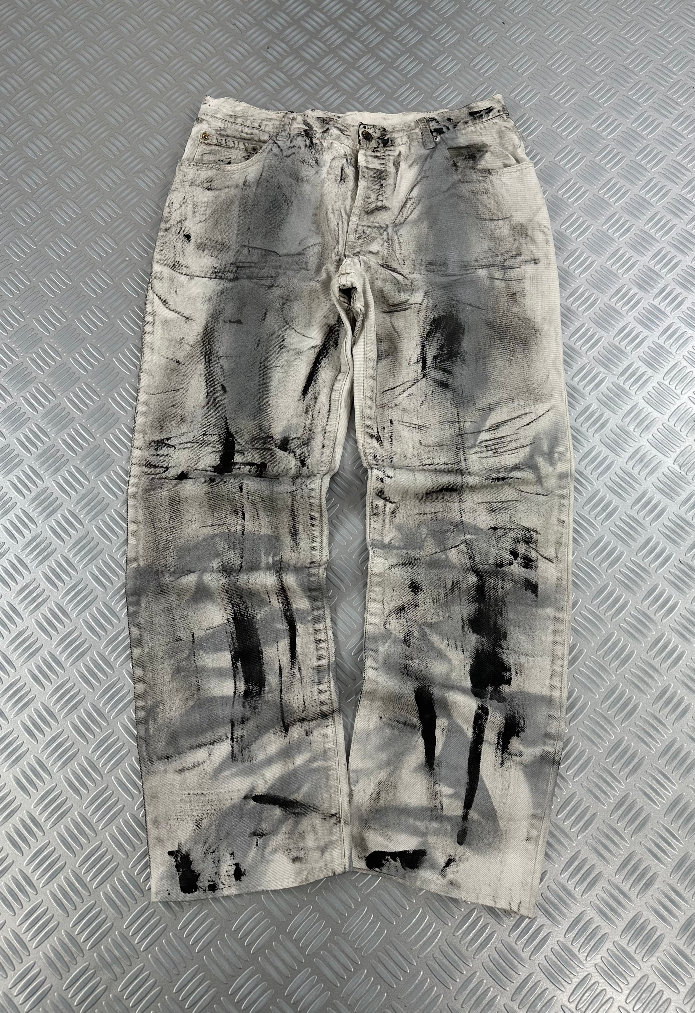 Custom denim vintage jeans y2k style disstresed (L)