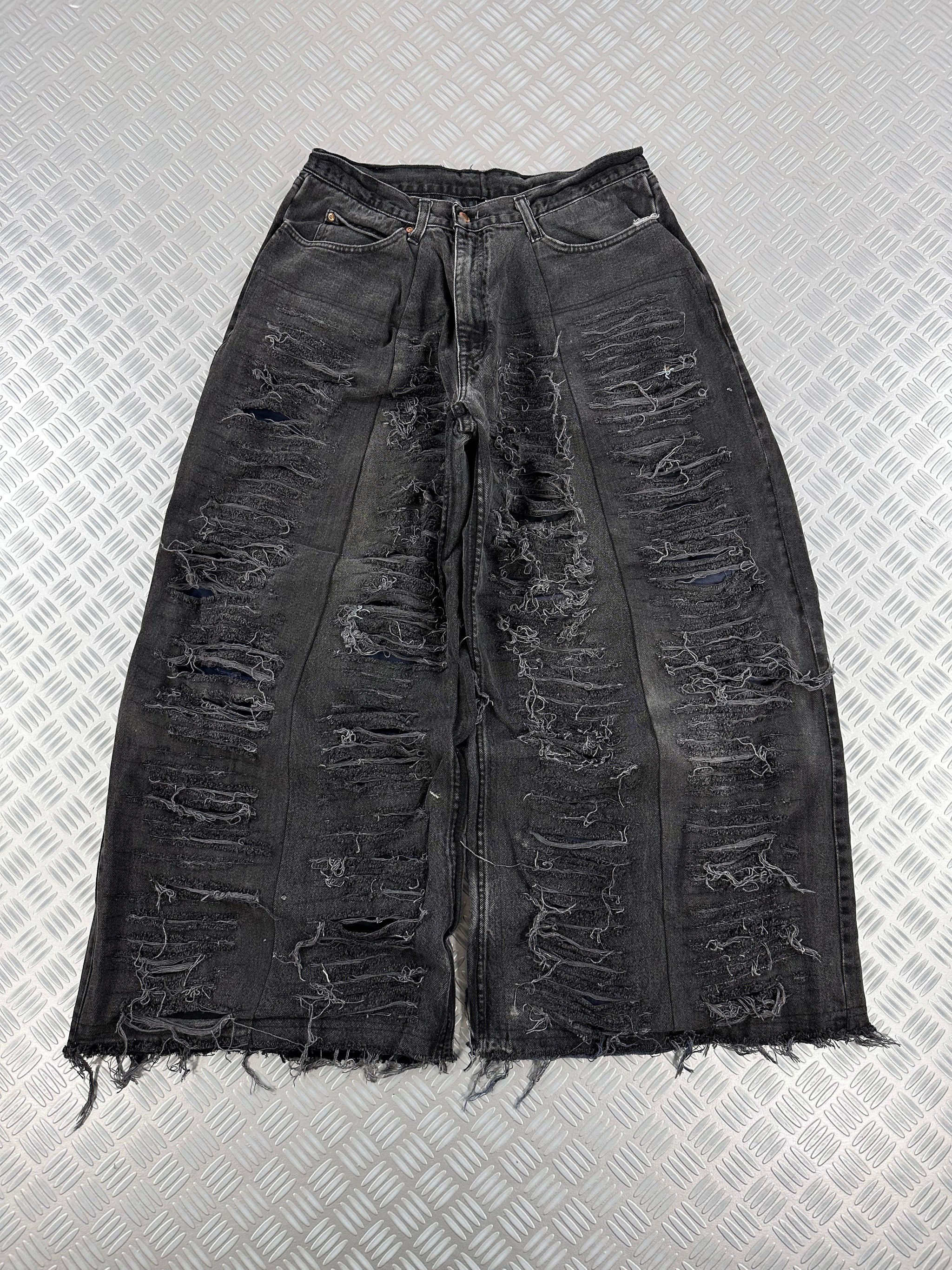 Distressed  Baggy jeans handmade patchwork upcycled