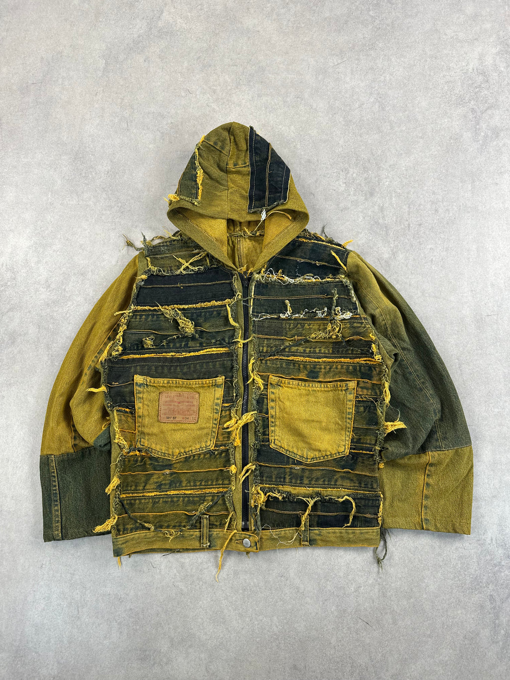 Hooded bomber jacket handmade boxy fit upcycled patchwork (copia)