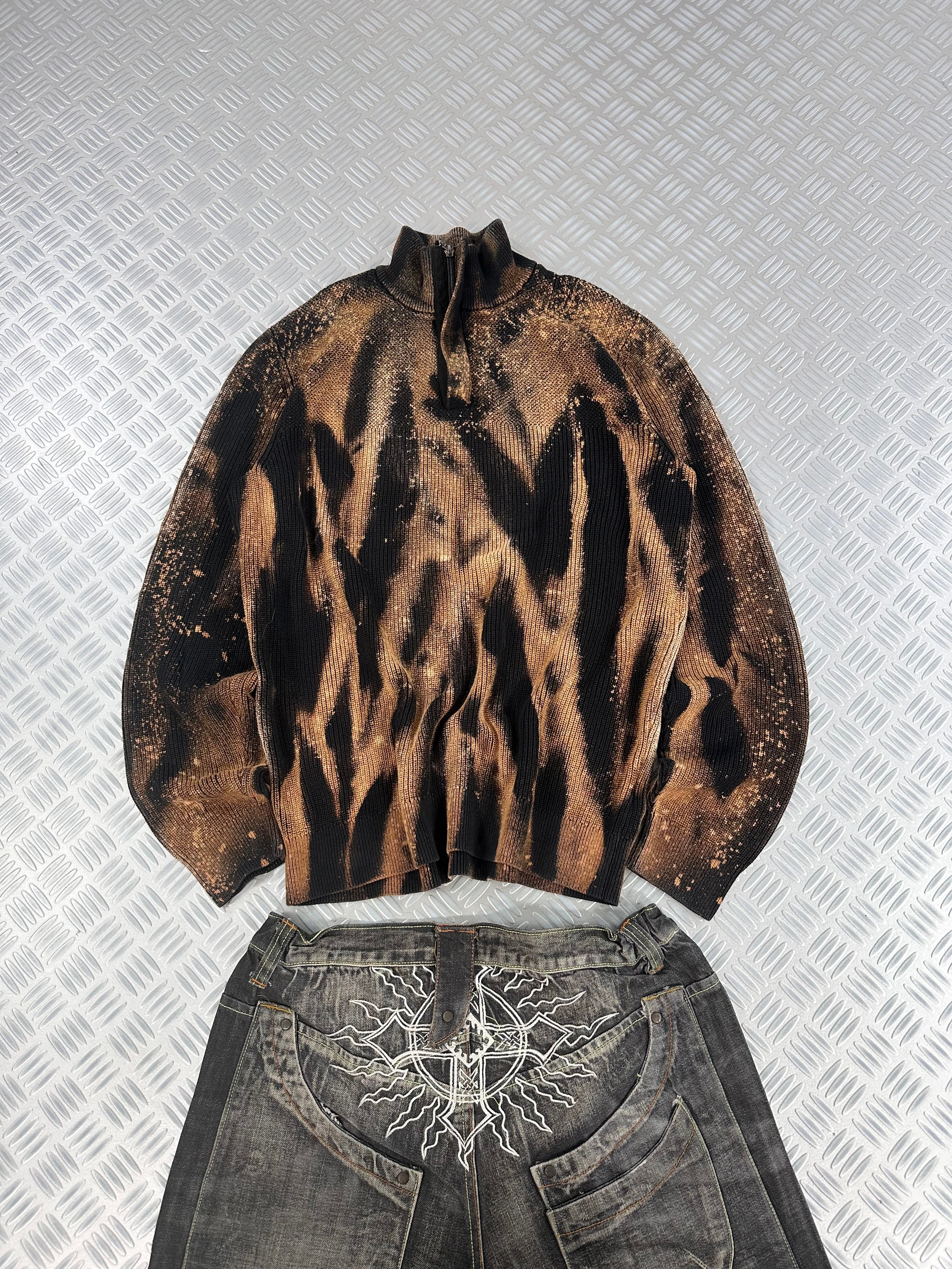 Mid zip handmade knitted sweater (L)