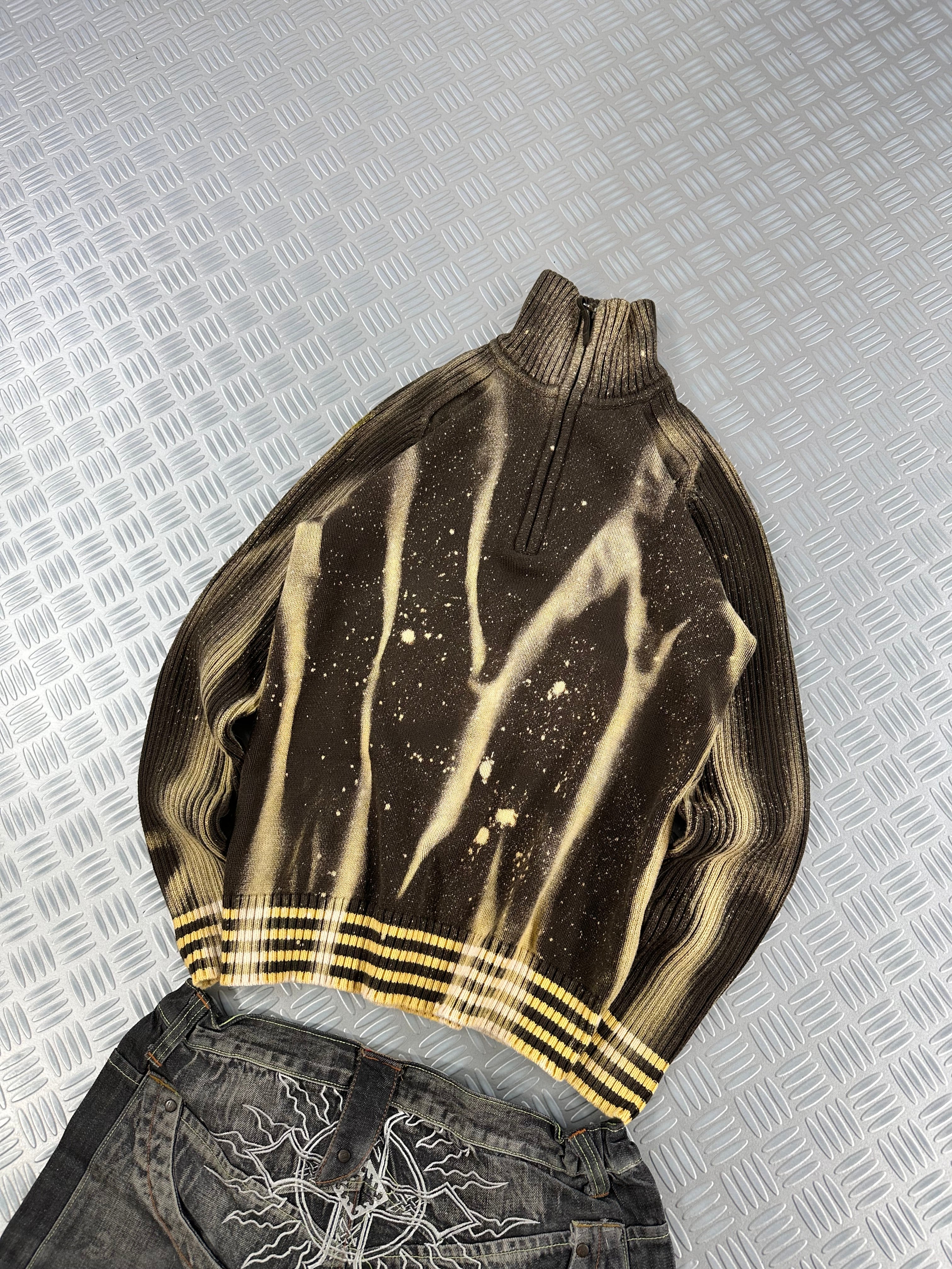 Handmade mid zip knitted sweater (S)