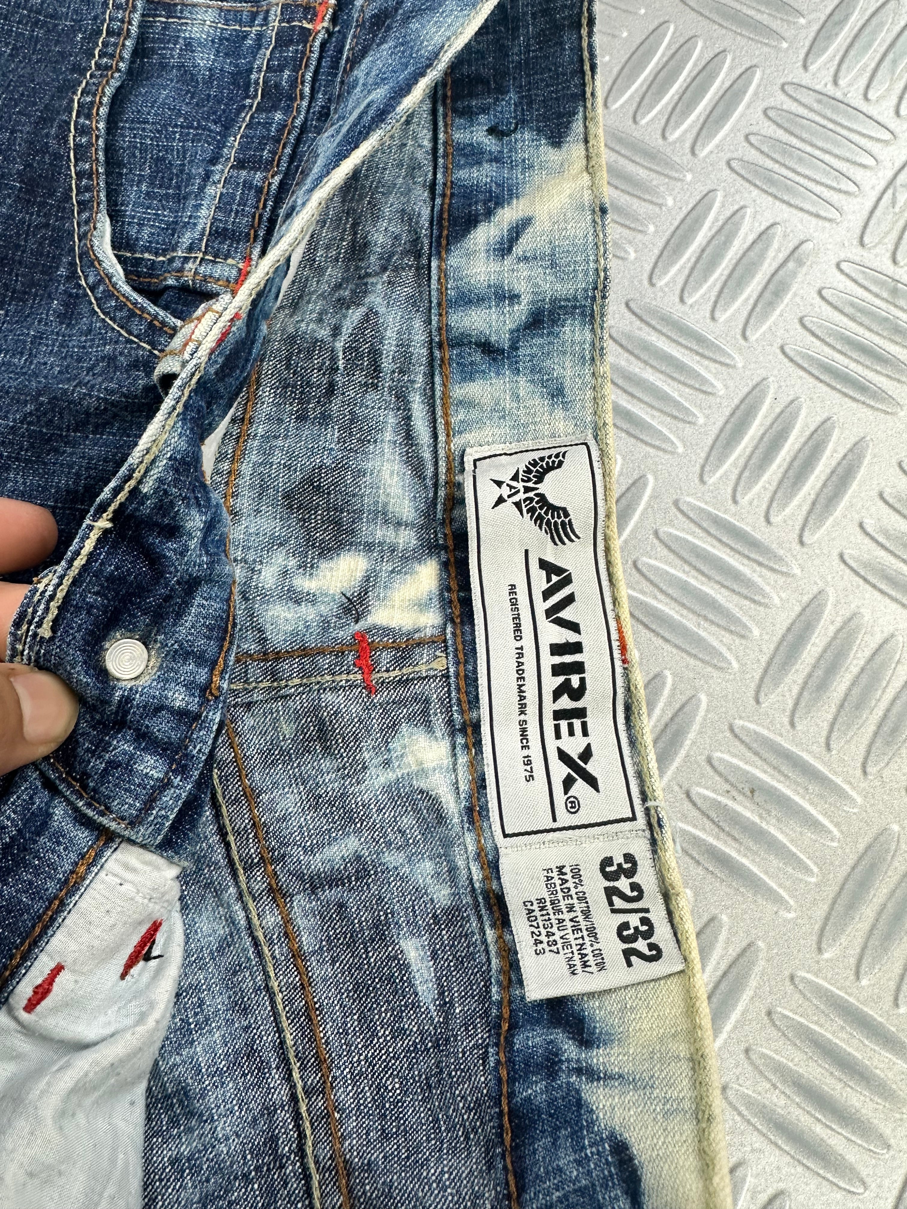 Avirex baggy jeans handmade acid washed ( L)