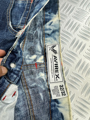 Avirex baggy jeans handmade acid washed ( L)