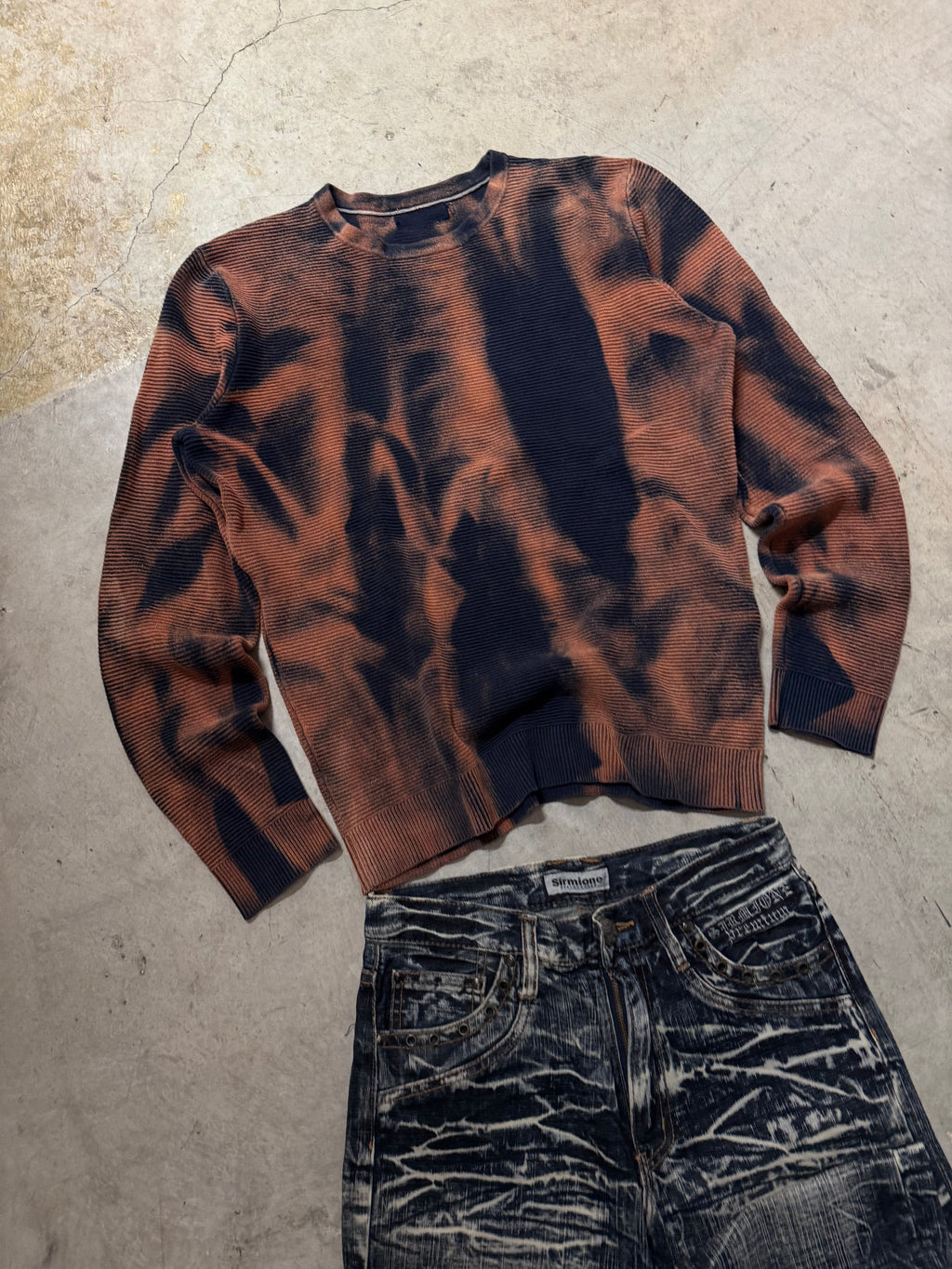 Vintage Knitted Bleached Y2k Sweater custom (S)