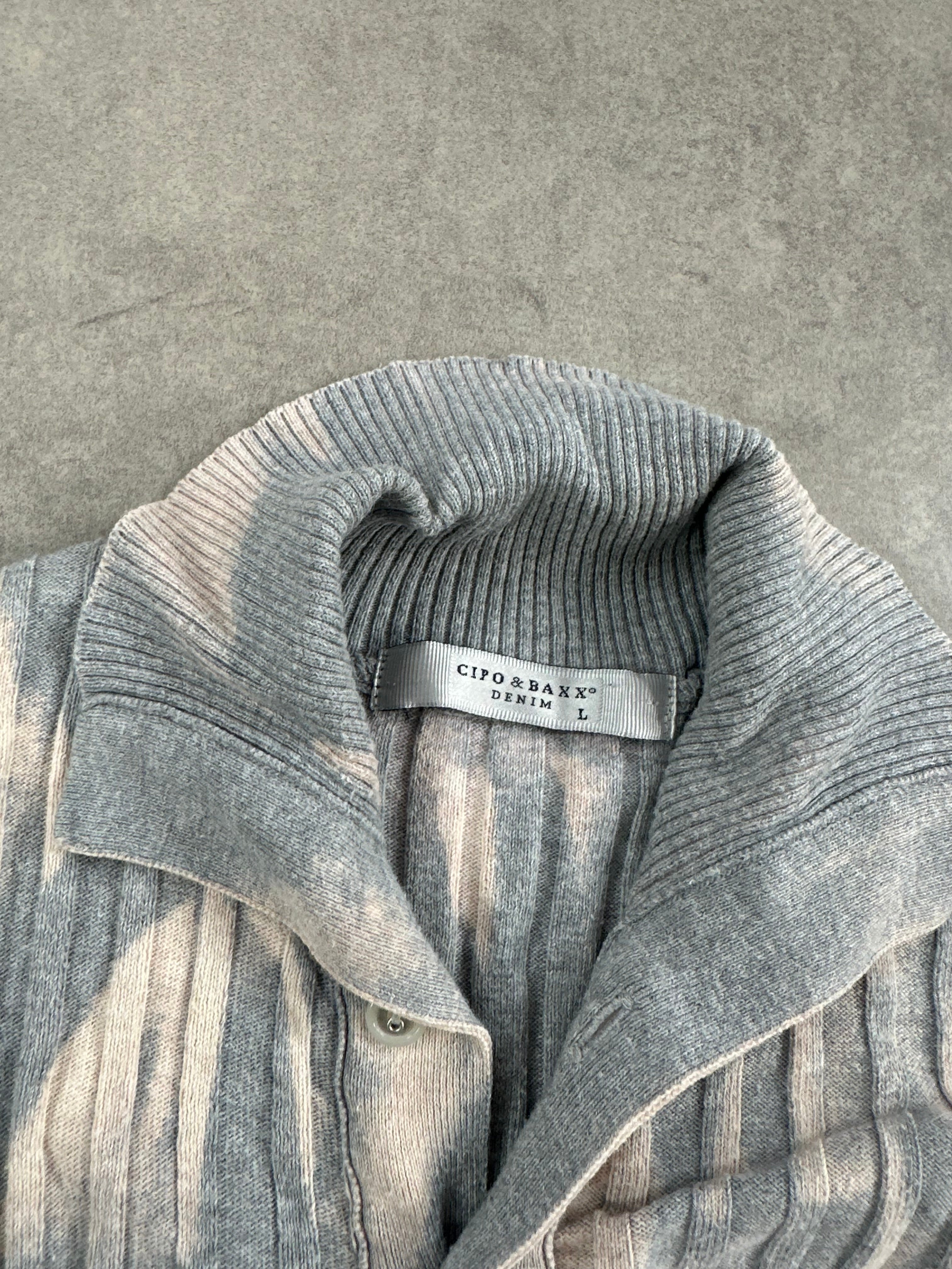 Vintage Knitted full zip up Bleached Sweater (L)
