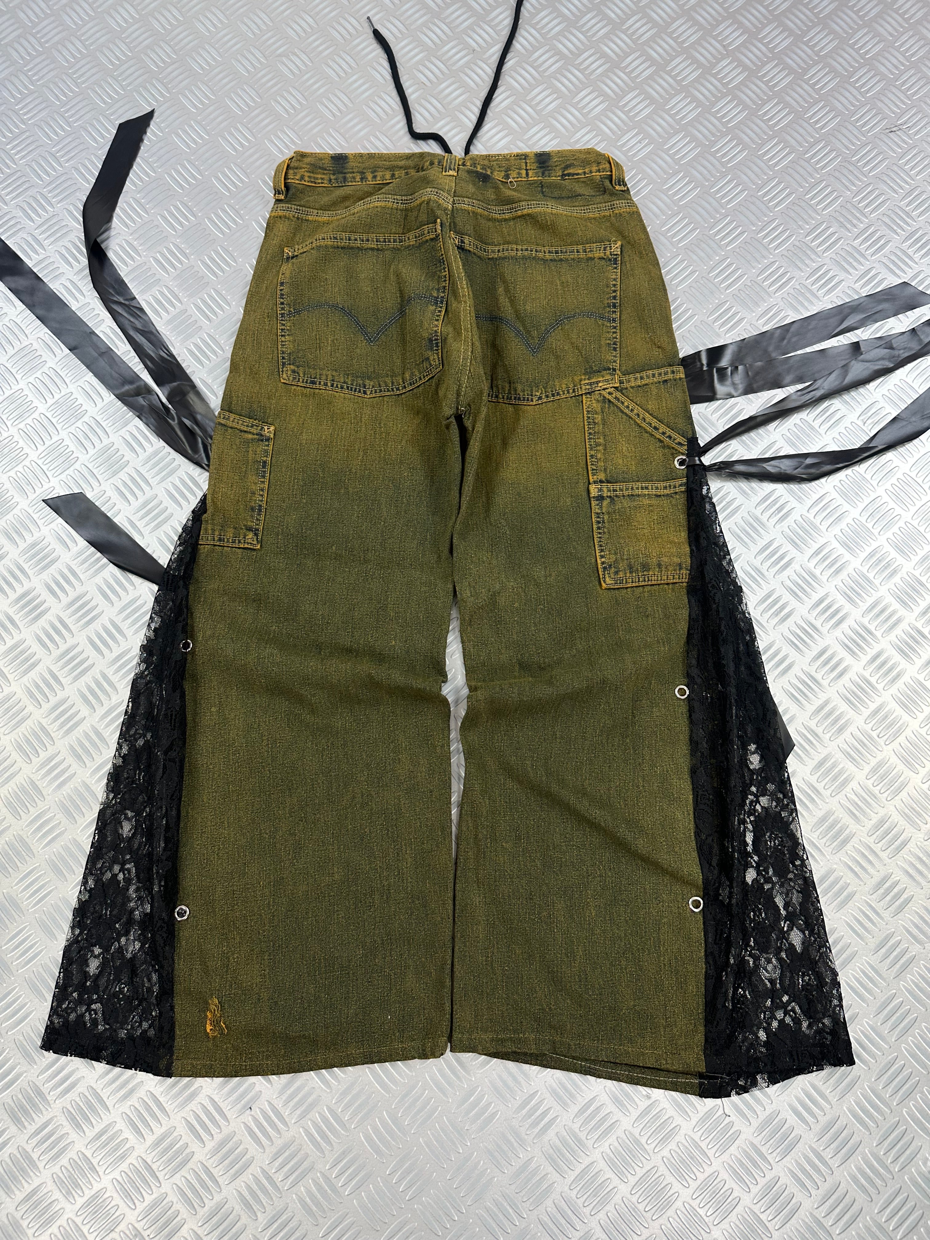 Y2K baggy flared jeans handmade coquette ( M)