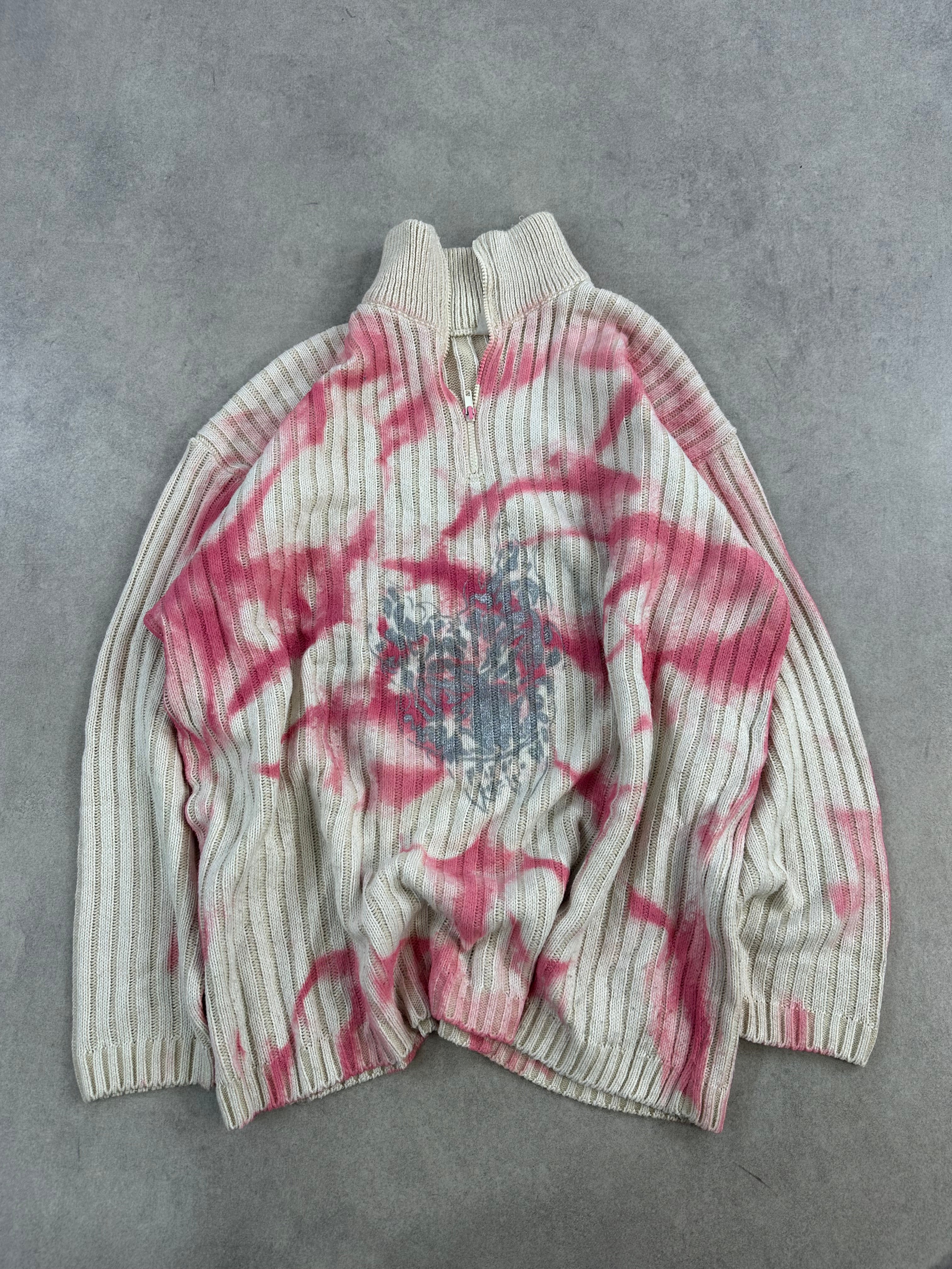Mid zip knitted sweater vintage custom (XL)