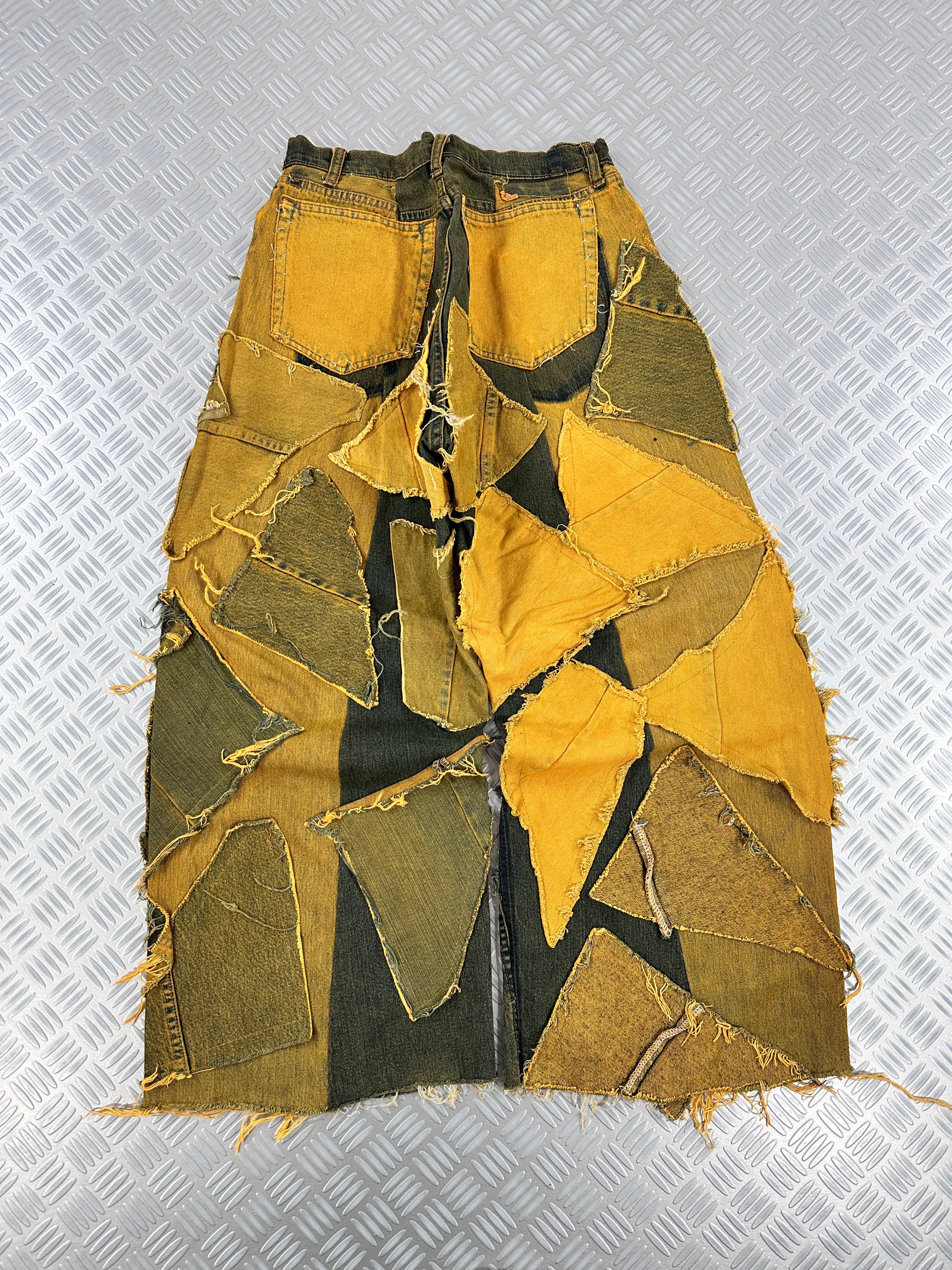 Vintage Patchwork Hip Hop Baggy Jeans Handmade